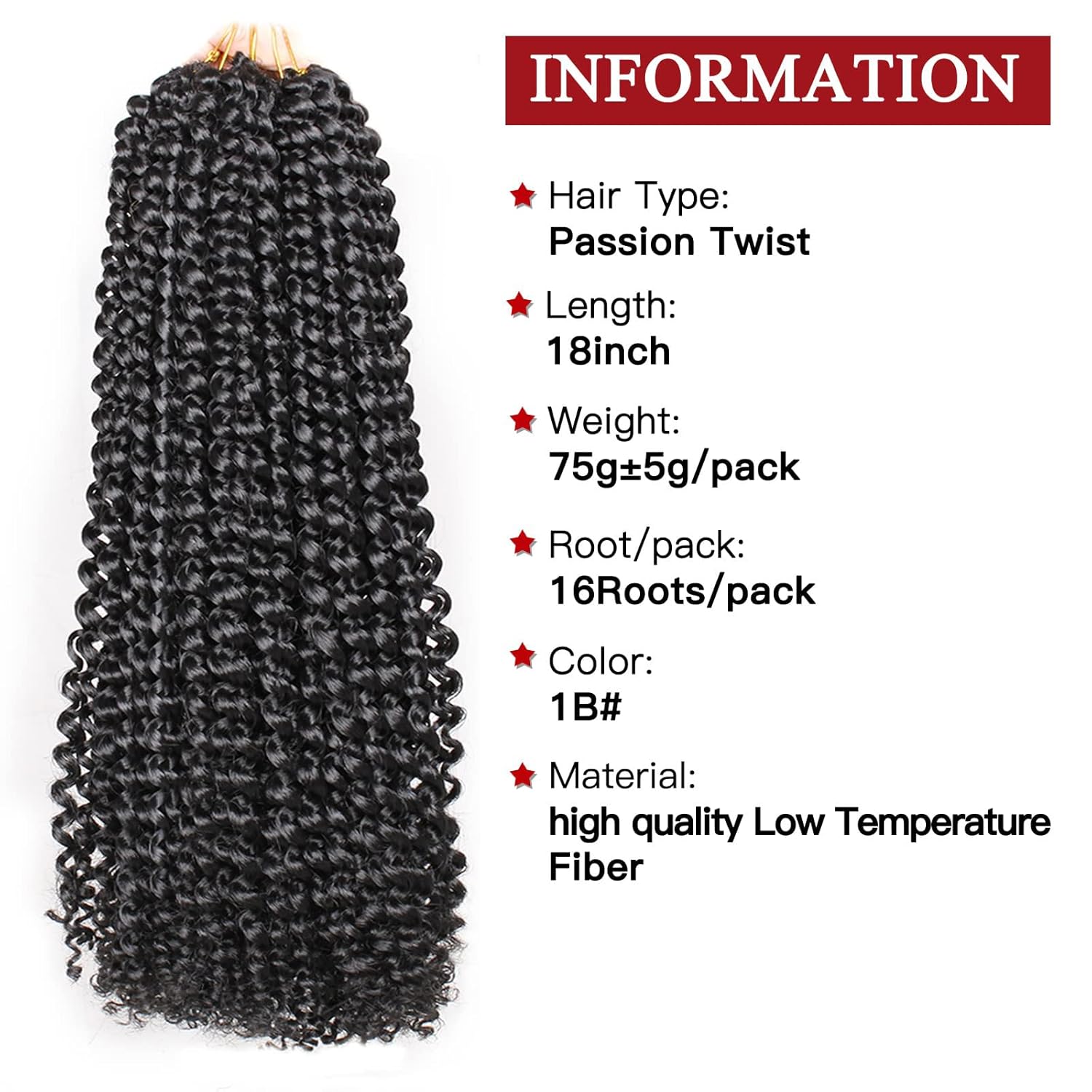 Xtrend 8 paquetes de extensiones de cabello Passion Twist de 18 pulgadas para Butterfly Locs de cabello ondulado de ganchillo para mujeres negras,