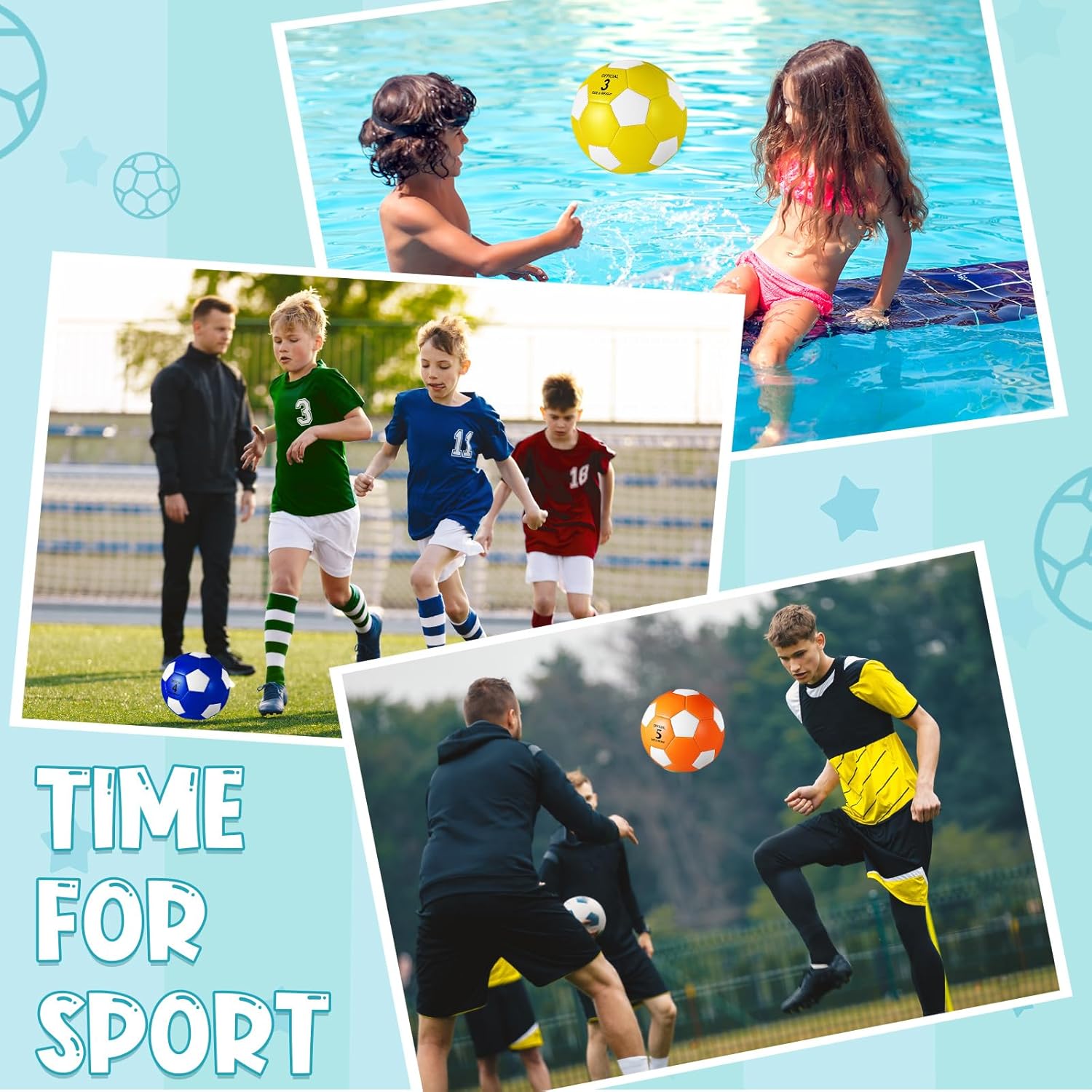 12 pelotas de fútbol con inflador, tamaño oficial 345, pelota de fútbol para niños y adultos, práctica de entrenamiento deportivo de regreso a clases