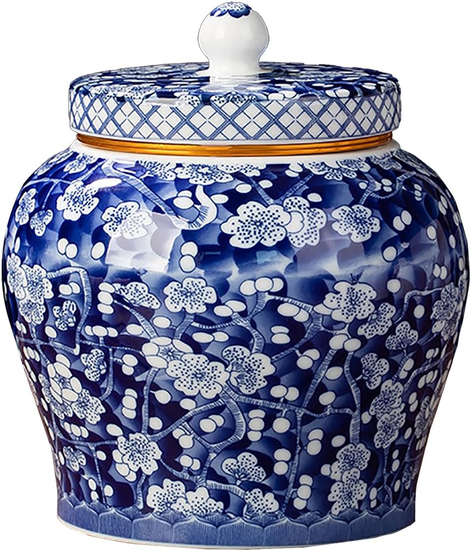 Urna de cerámica mediana azul y blanca para cenizas masculinas adultas  Urna conmemorativa decorativa para compartir y honrar a seres queridos