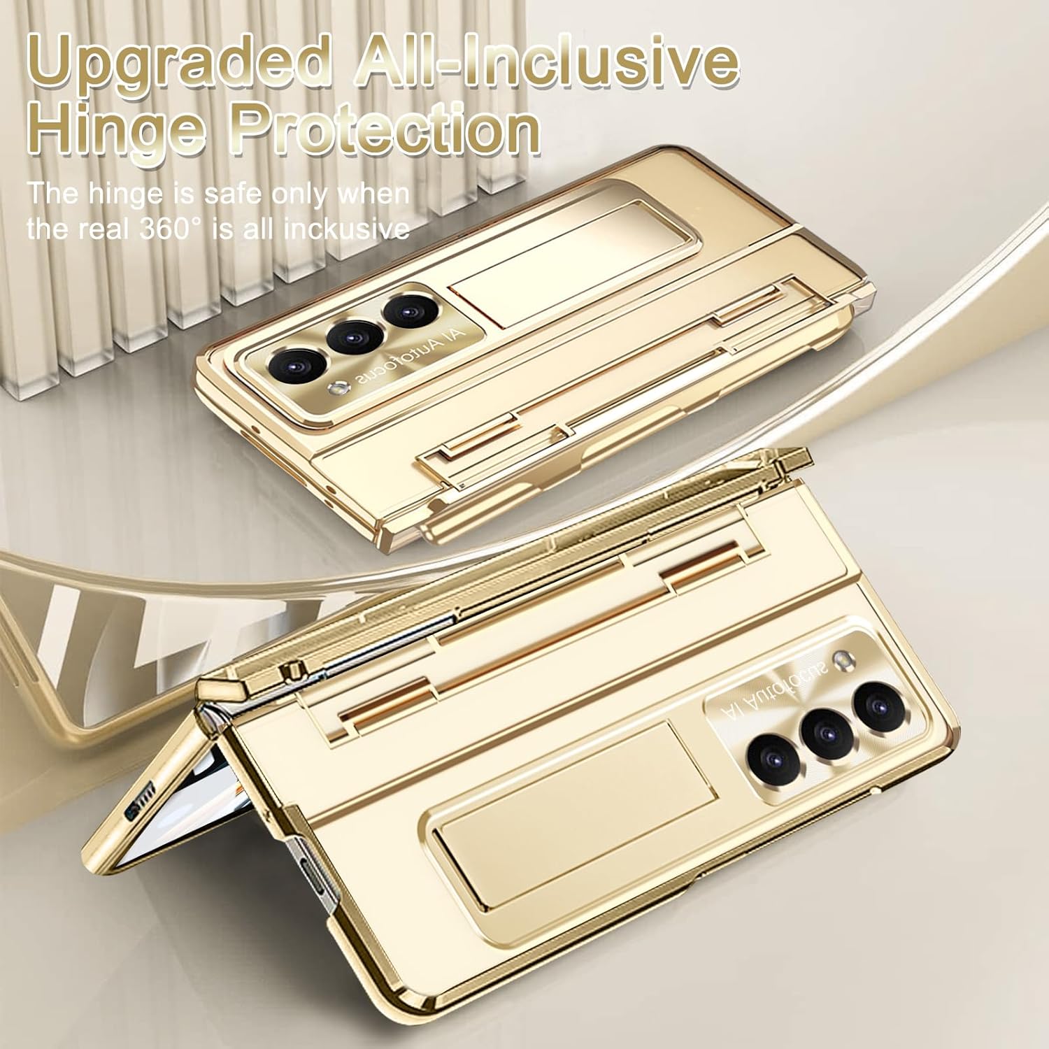 NINKI Funda compatible para Samsung Z Fold 5 con S Pen y S Pen y soporte para bolígrafo S y soporte, bisagra 4 en 1, protector de pantalla