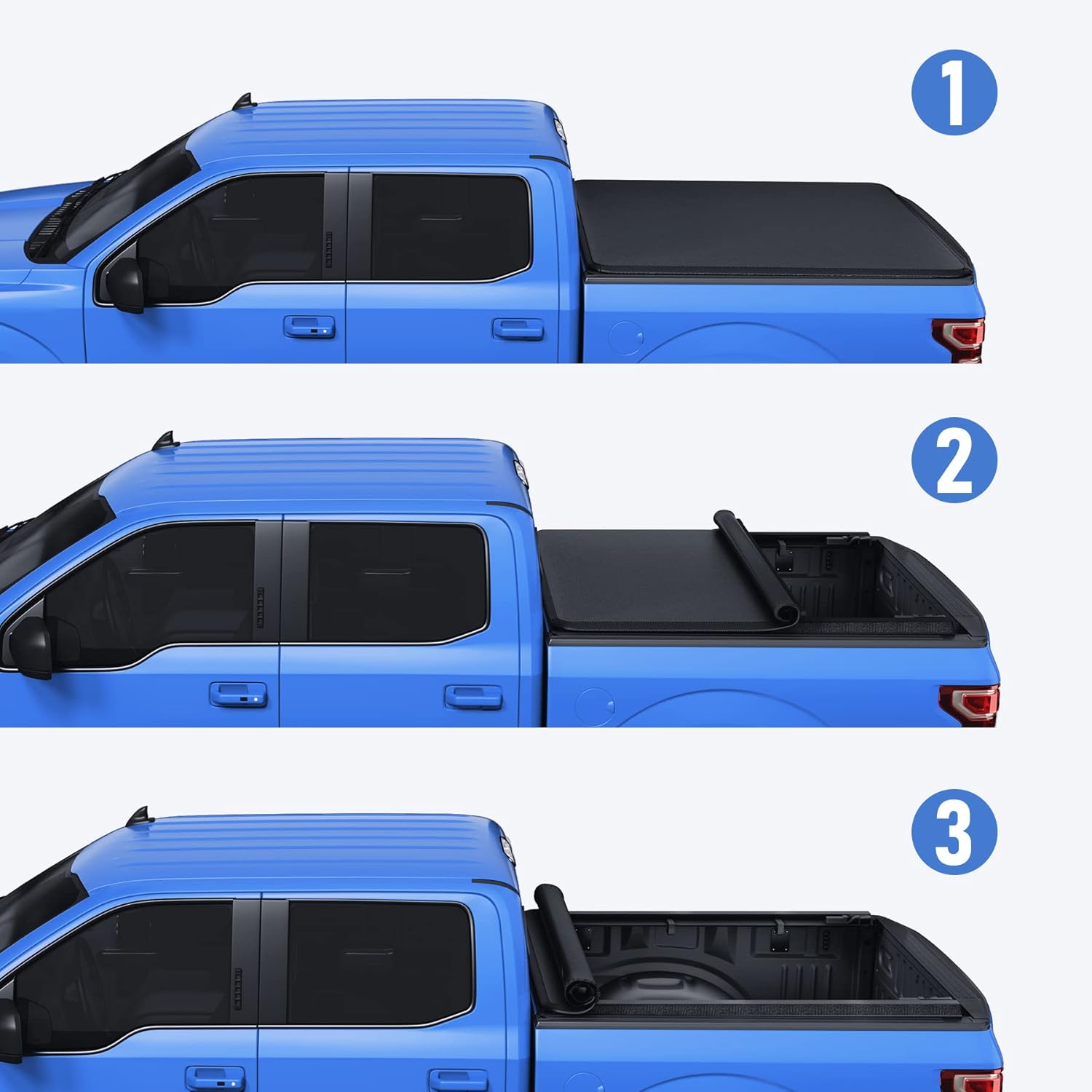 CARMOCAR Cubierta enrollable suave para caja de camioneta 2016 2017 2018 2019 2020 2021 2022 2023 Reemplazo para Toyota Tacoma 5 pies cama Fleetside