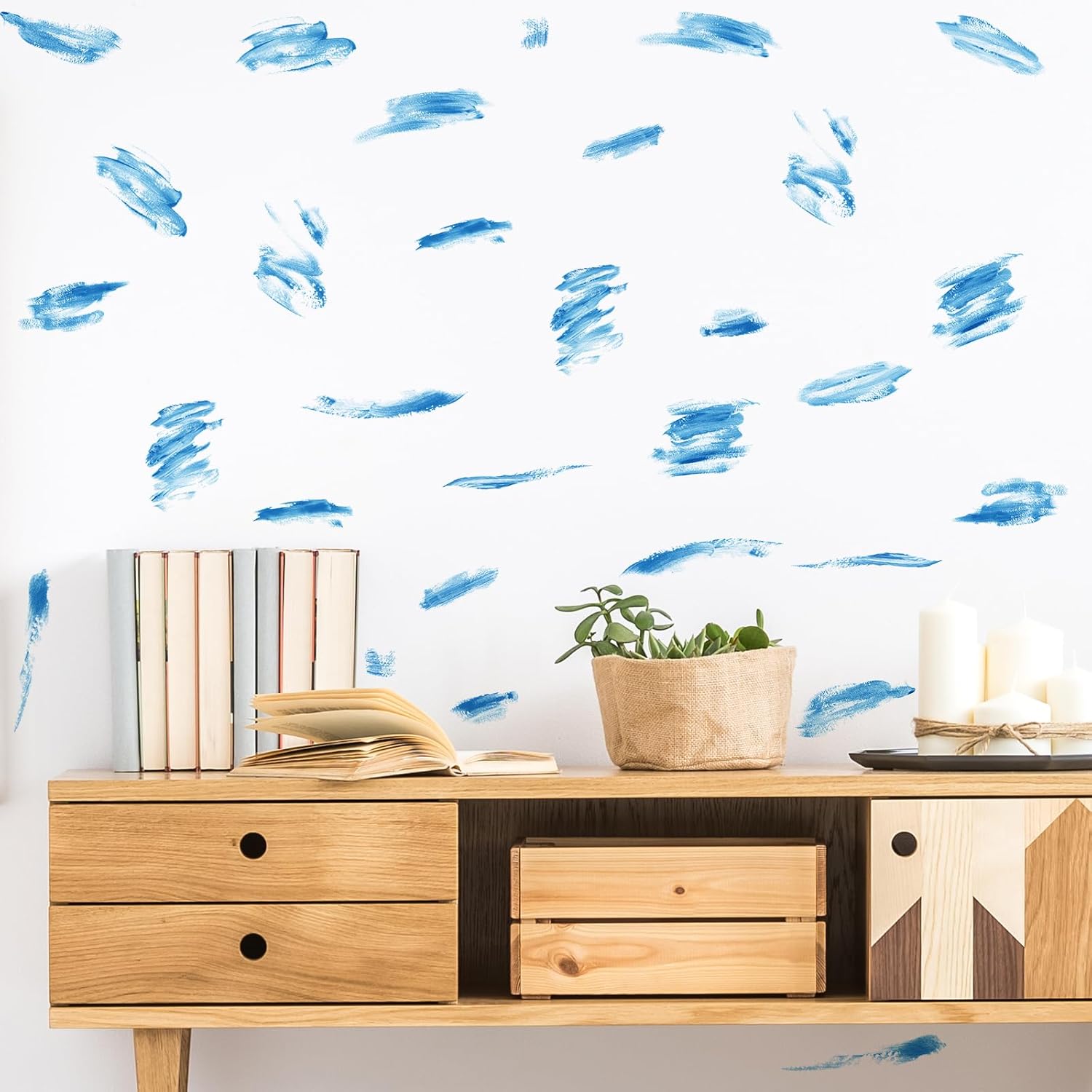 RoyoLam Calcomanía de pared de pincelada de pintura al óleo para niños, calcomanía de pared creativa de pincelada  extraíble, impermeable y fácil de