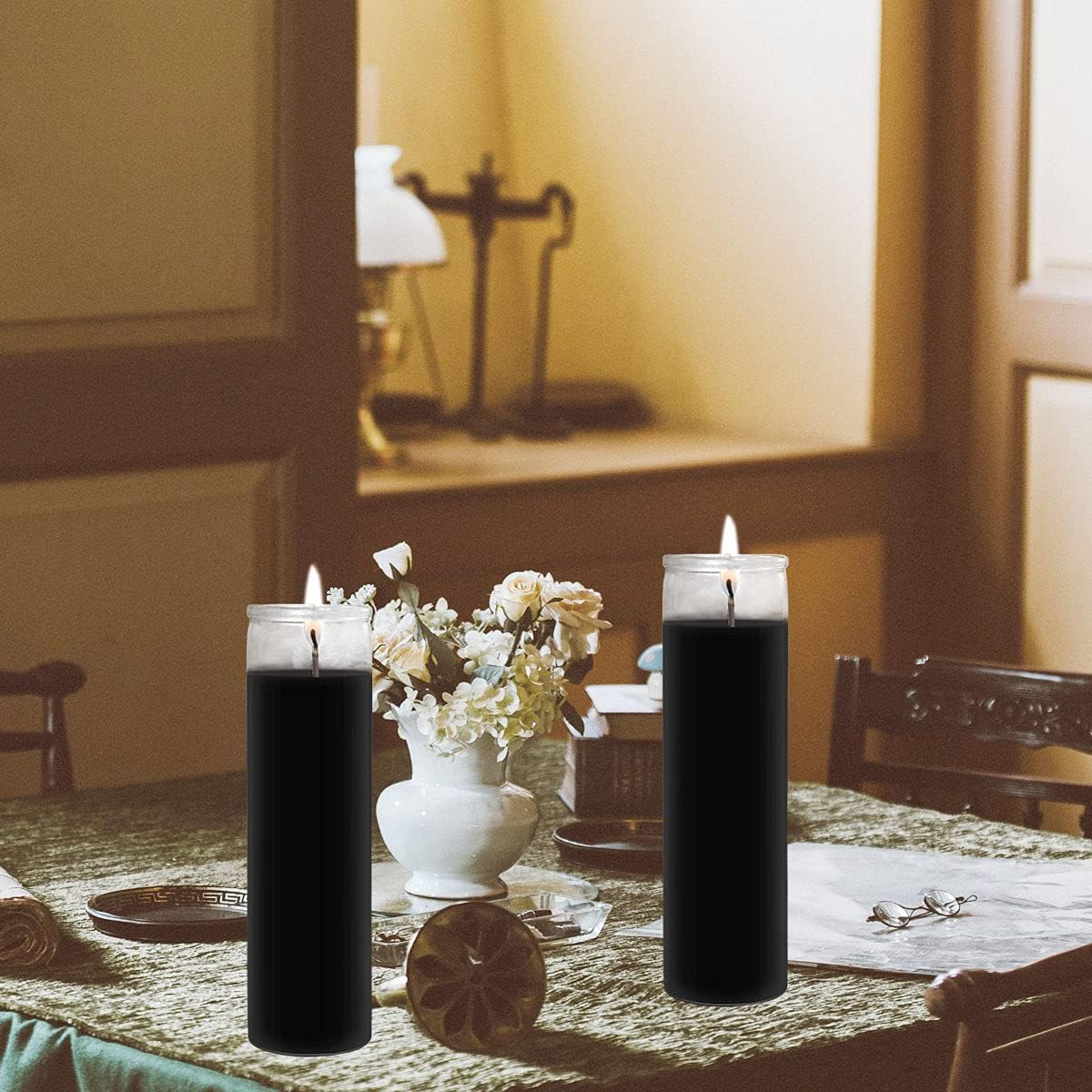 JHENG Vela de cristal de oración devocional de 7 días sin perfume, velas de cera prémium de 2 x 8 pulgadas, ideal para santuario, vigilias,
