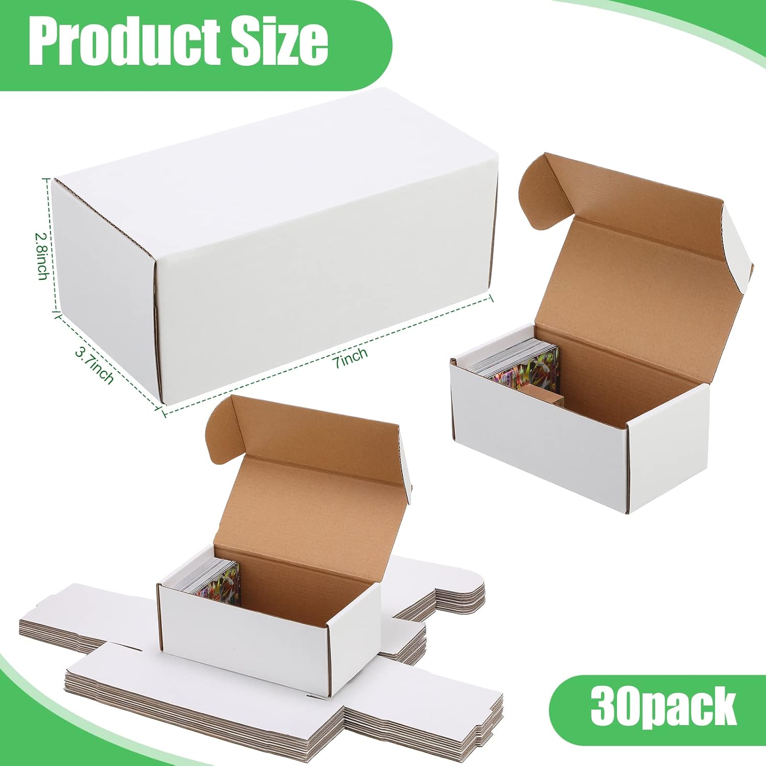 30 unidades de 400 unidades de cajas de almacenamiento de tarjetas de intercambio de cartón, caja de almacenamiento de tarjetas de béisbol
