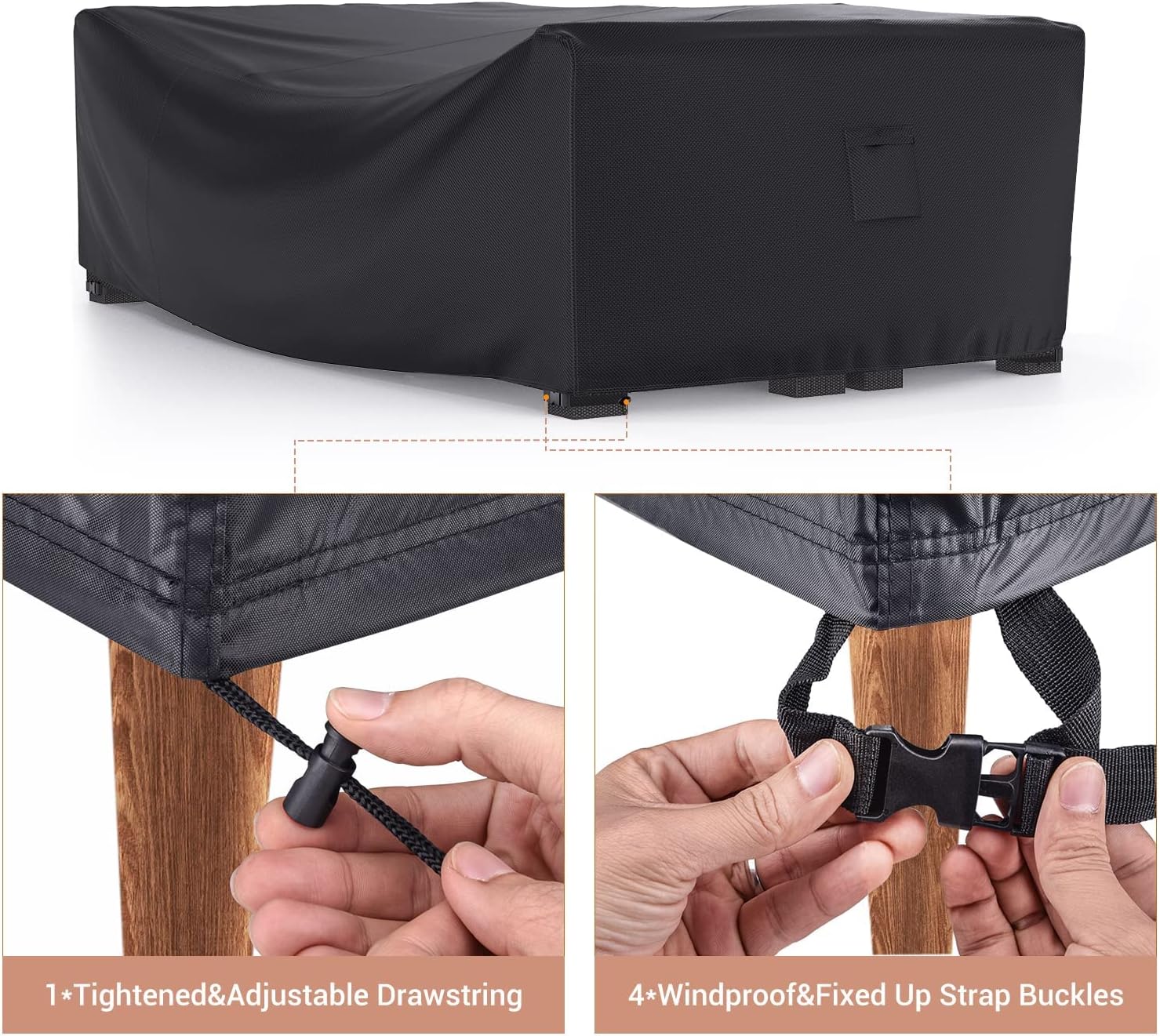 Mrrihand Juego de muebles de patio impermeable, funda de sofá modular para exteriores, resistente 600D, juego de mesa y silla, 74 pulgadas de largo