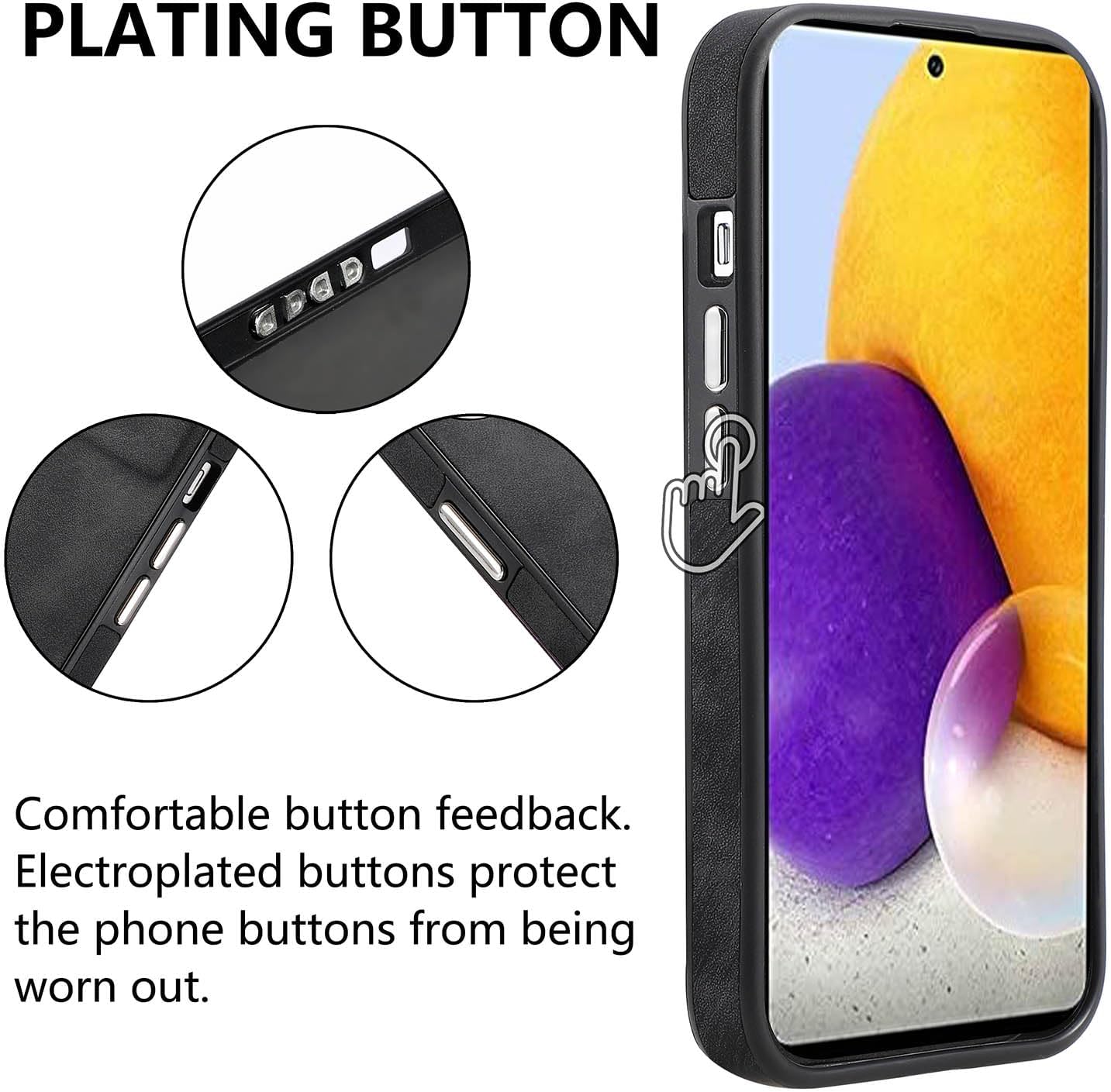 Asuwish Funda de teléfono para Samsung Galaxy A72 5G4G con protector de pantalla de vidrio templado y funda delgada de cuero suave, accesorios de