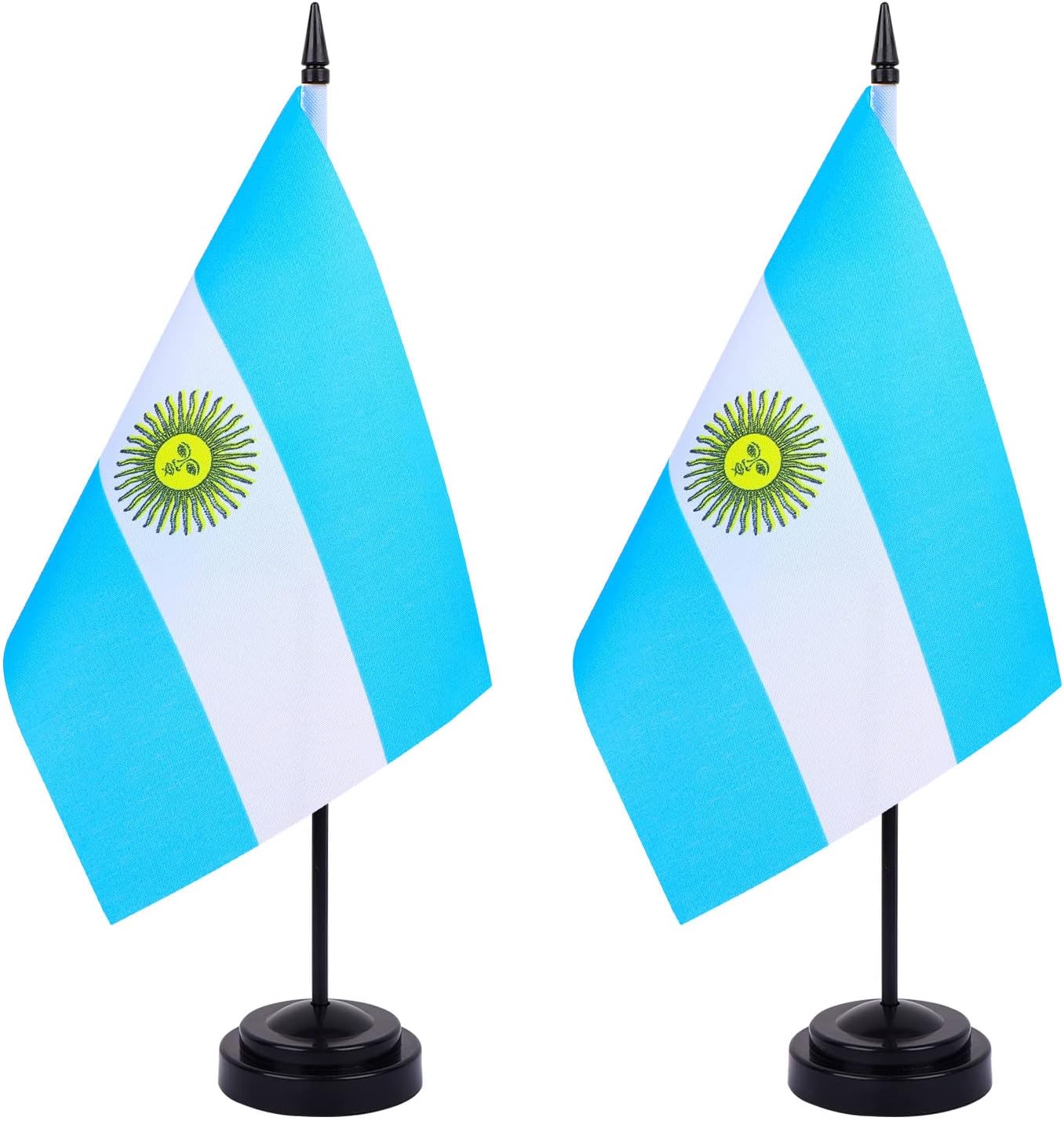 Bandera argentina de Argentina, bandera de mesa de Argentina, pequeña, mini banderas de escritorio de oficina argentina con base de soporte,