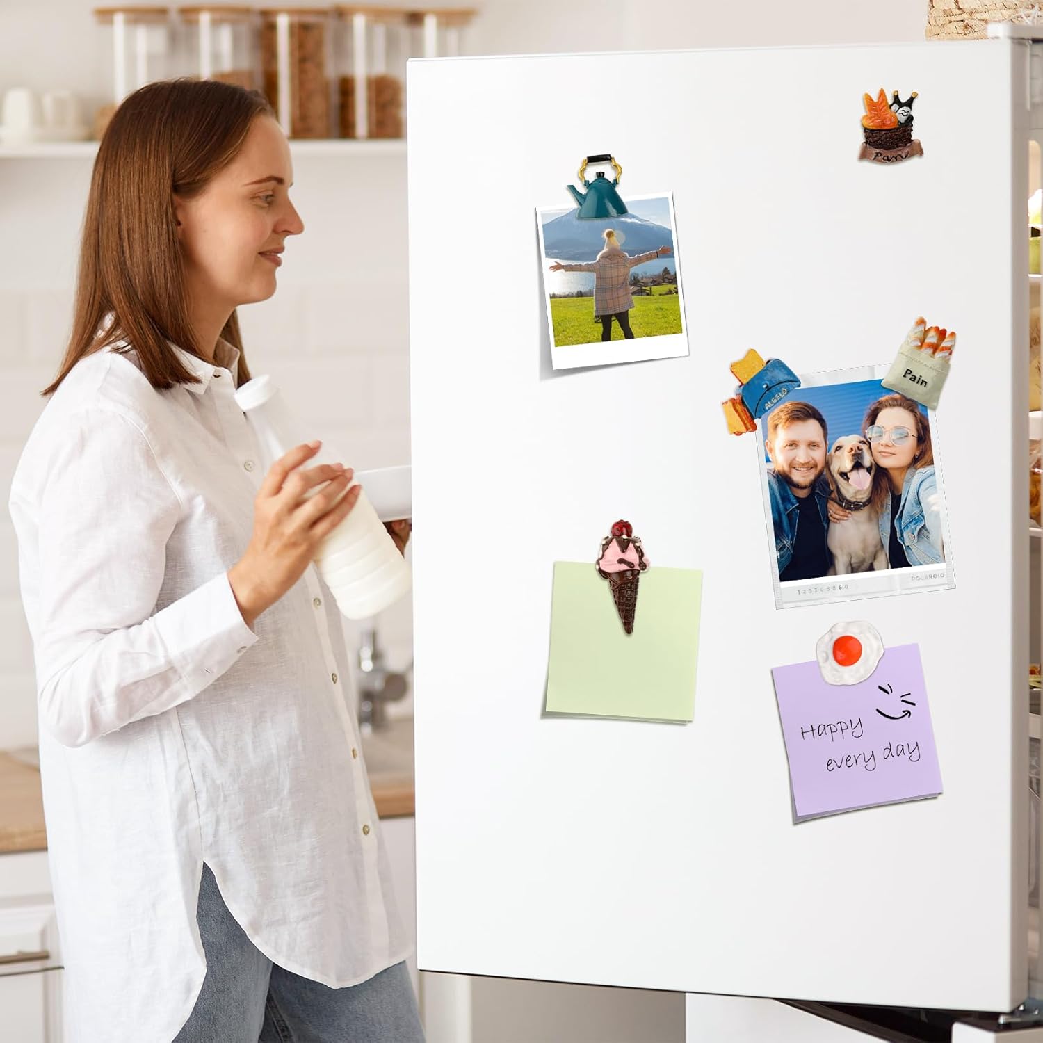 6 imanes de comida para nevera, imanes de alimentos para refrigerador, resina 3D, lindos imanes para refrigerador, divertidos y creativos, imanes