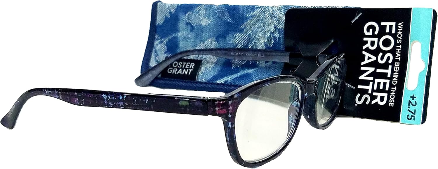 Foster Grant Gafas de lectura Kayleen blu para mujer con estuche +1.25