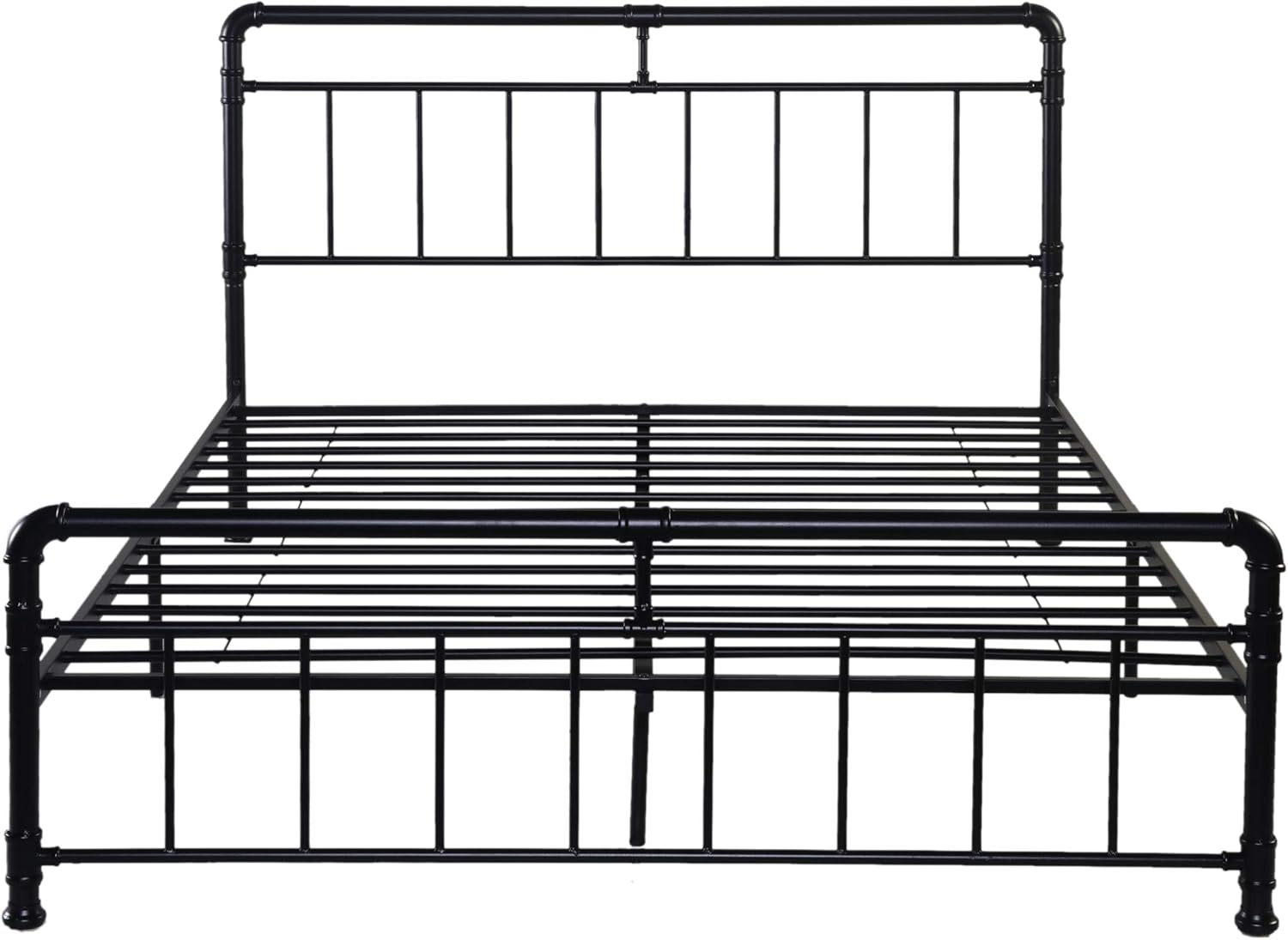 Christopher Knight Home Sally – Marco de cama de hierro tamaño Queen, minimalista, industrial, negro plano