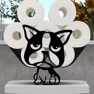 Gojoamoy Bulldog Soporte de almacenamiento de papel higiénico, decoración de animales de metal, decoración de baño, organizador independiente para Gojoamoy Bulldog Soporte de almacenamiento de papel higiénico, decoración de animales de metal, decoración de baño, organizador independiente para