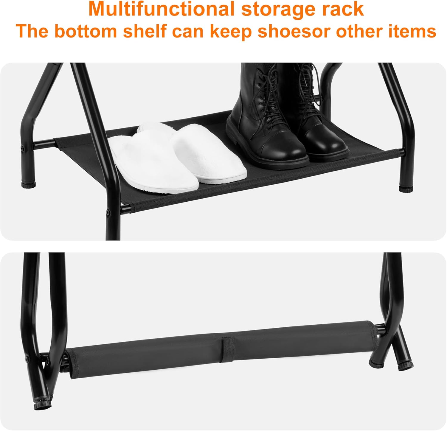 Heybly Portaequipajes, paquete de 2, soporte plegable de acero para maleta con estante de almacenamiento para dormitorio, hotel, marco de acero