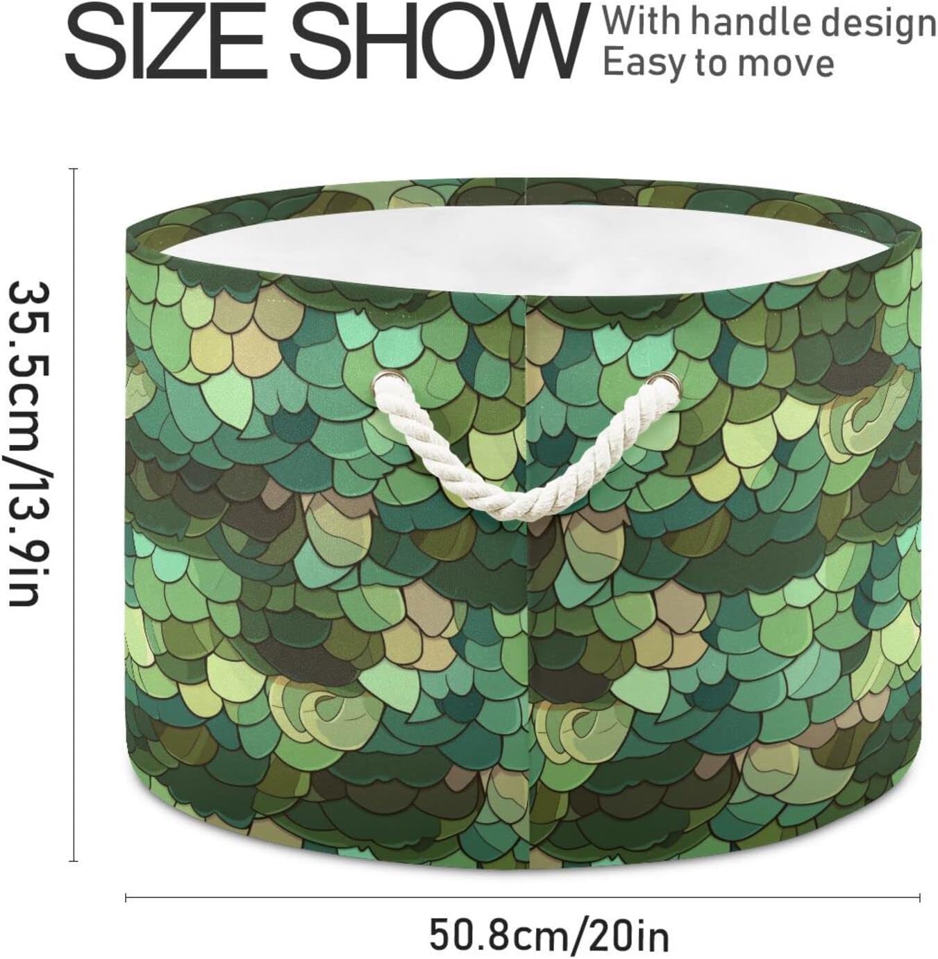 FRODOTGV Screened Snakeskin Texture storage basket collapsable and waterproof dirty clothes hamper circle with sturdy handle tubs essentials