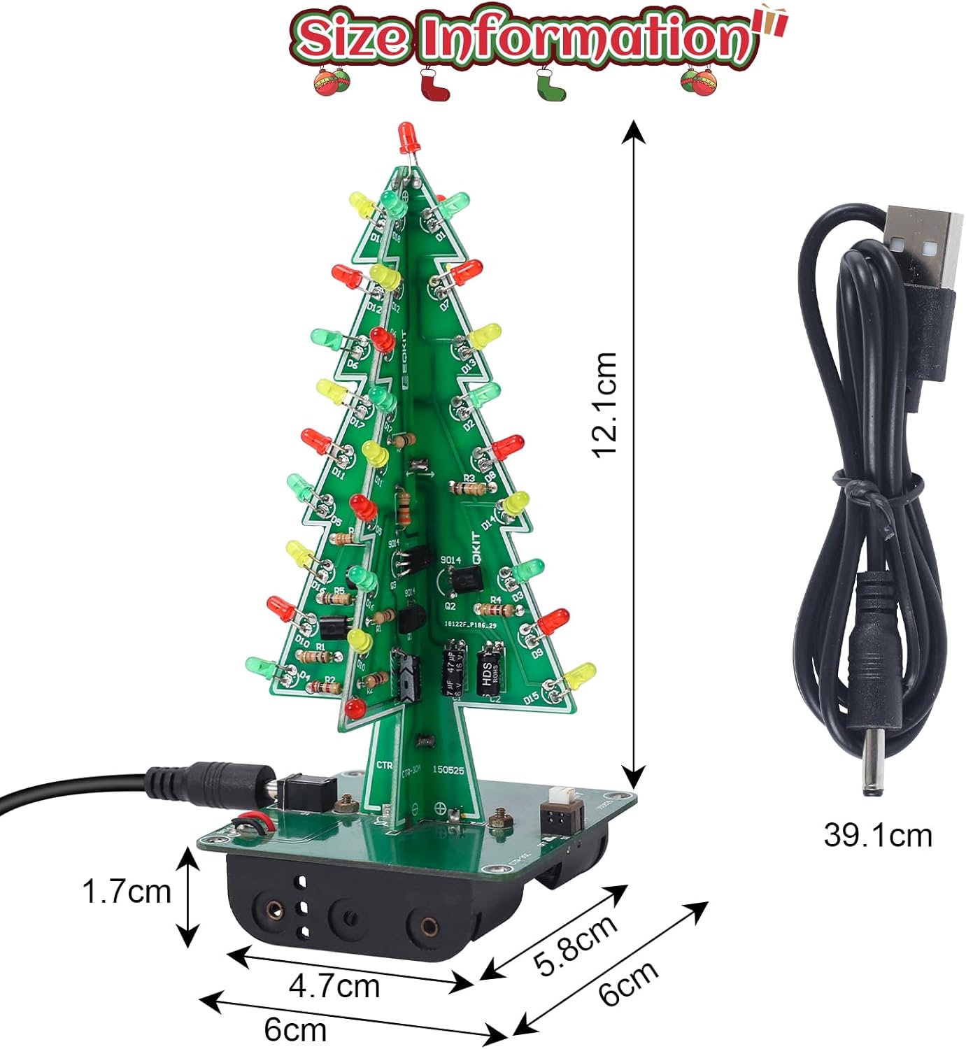 IS Icstation – Proyecto de soldadura de árbol de Navidad, kit de soldadura de árbol de Navidad 3D con luces LED intermitentes, práctica de soldadura
