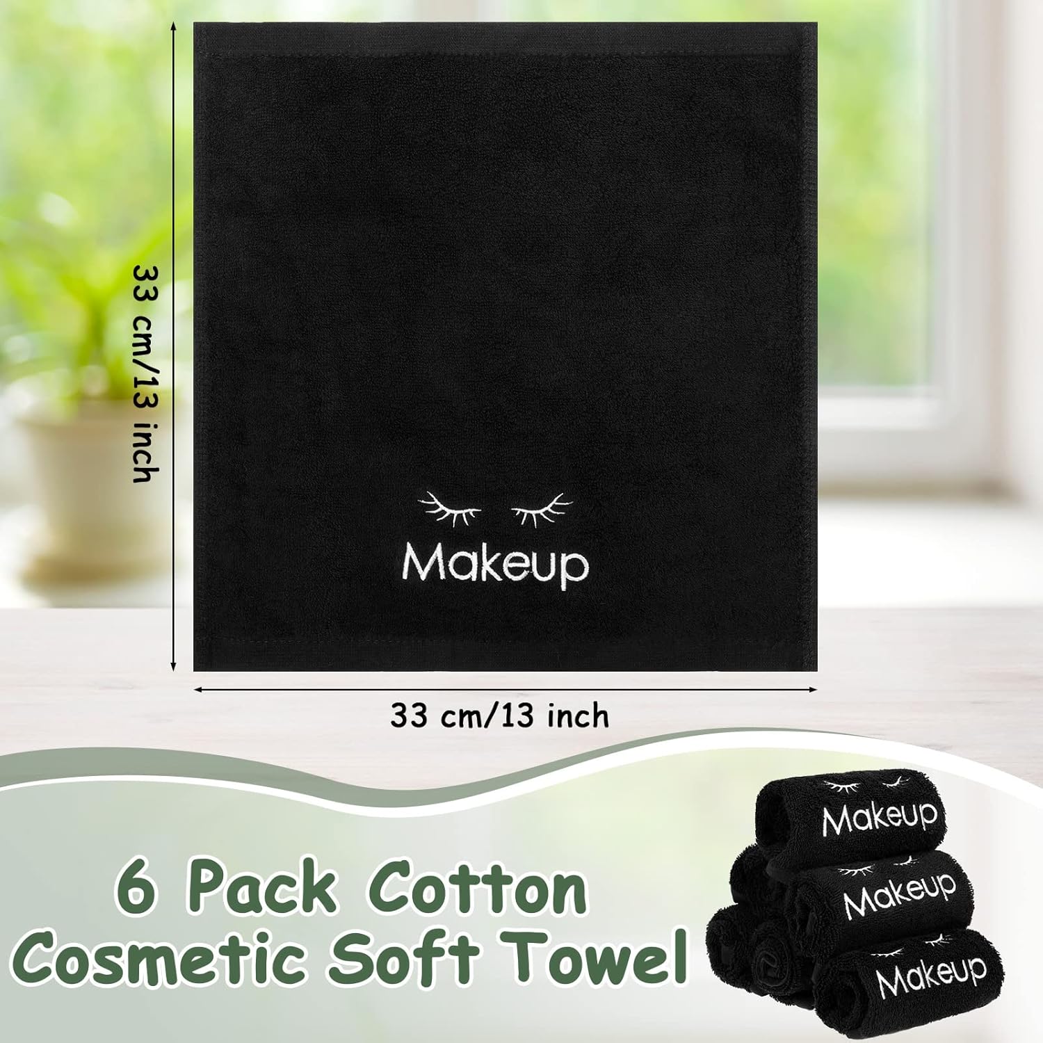 Shimeyao 6 paños de maquillaje reutilizables de 13 x 13 pulgadas, paños de limpieza facial, toallas de algodón para cosméticos, toallas de