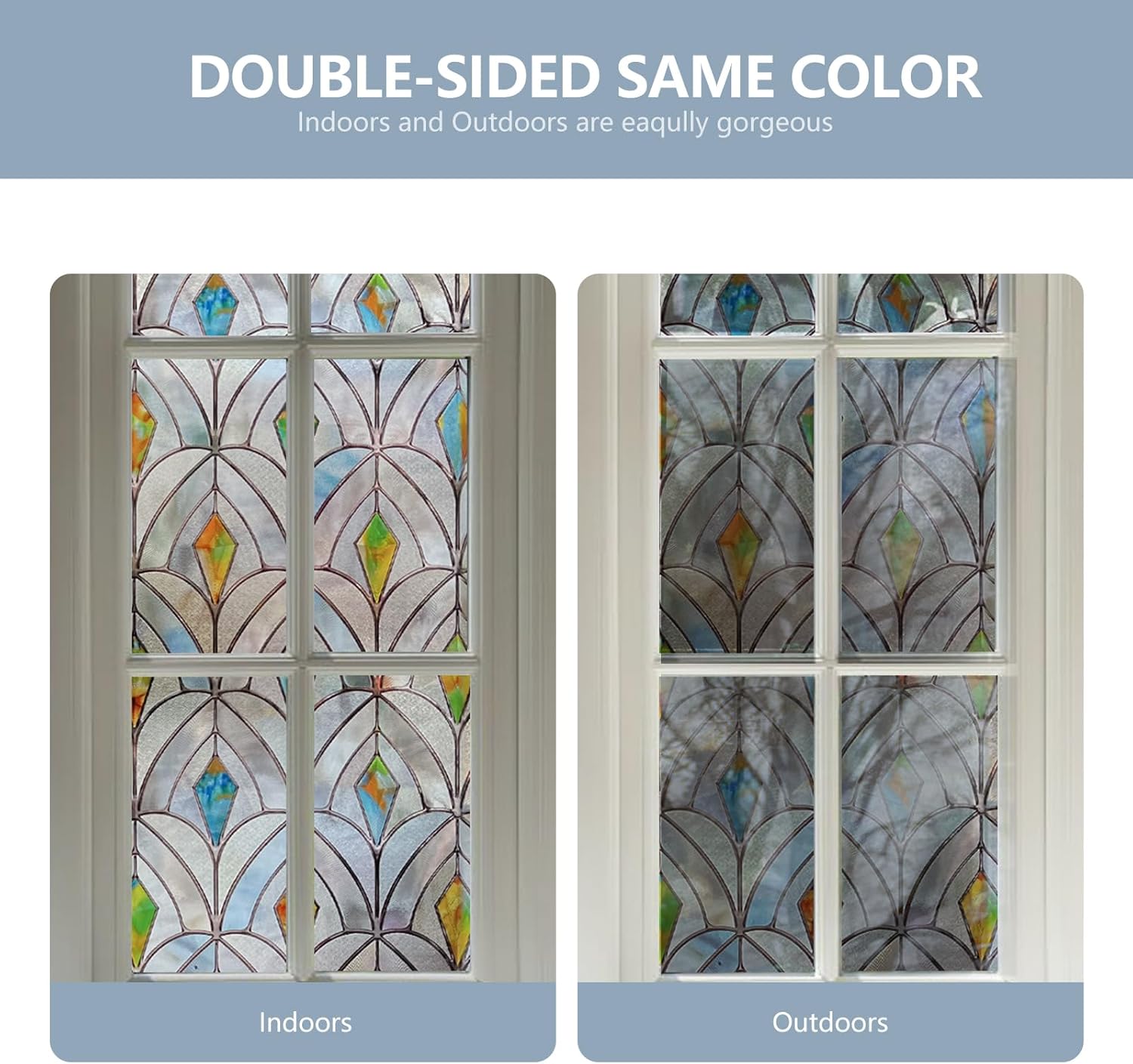 Película decorativa 3D para ventana de vitral, película decorativa de privacidad para baño, puerta delantera, hogar, bloqueo solar, control de