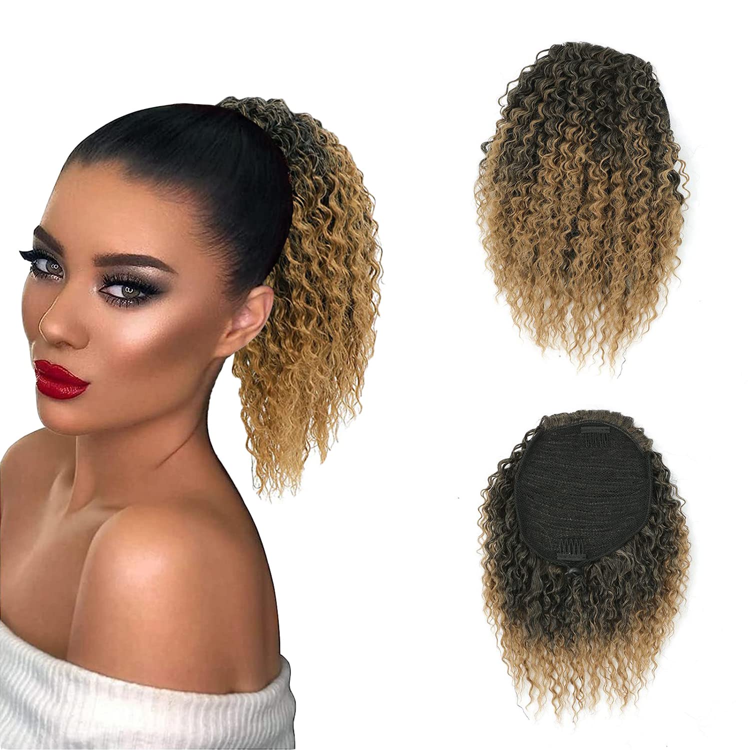 Extensión de cola de caballo rizada para mujeres negras, cola de caballo con cordón para mujeres negras, extensión de cabello rizado rizado