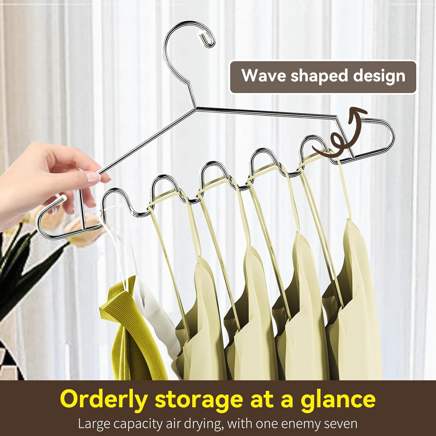 Perchas de metal de acero inoxidable resistente de 16.5 pulgadas para ropa, abrigos, faldas, ropa interior, bolsas, armarios, ahorradores de espacio