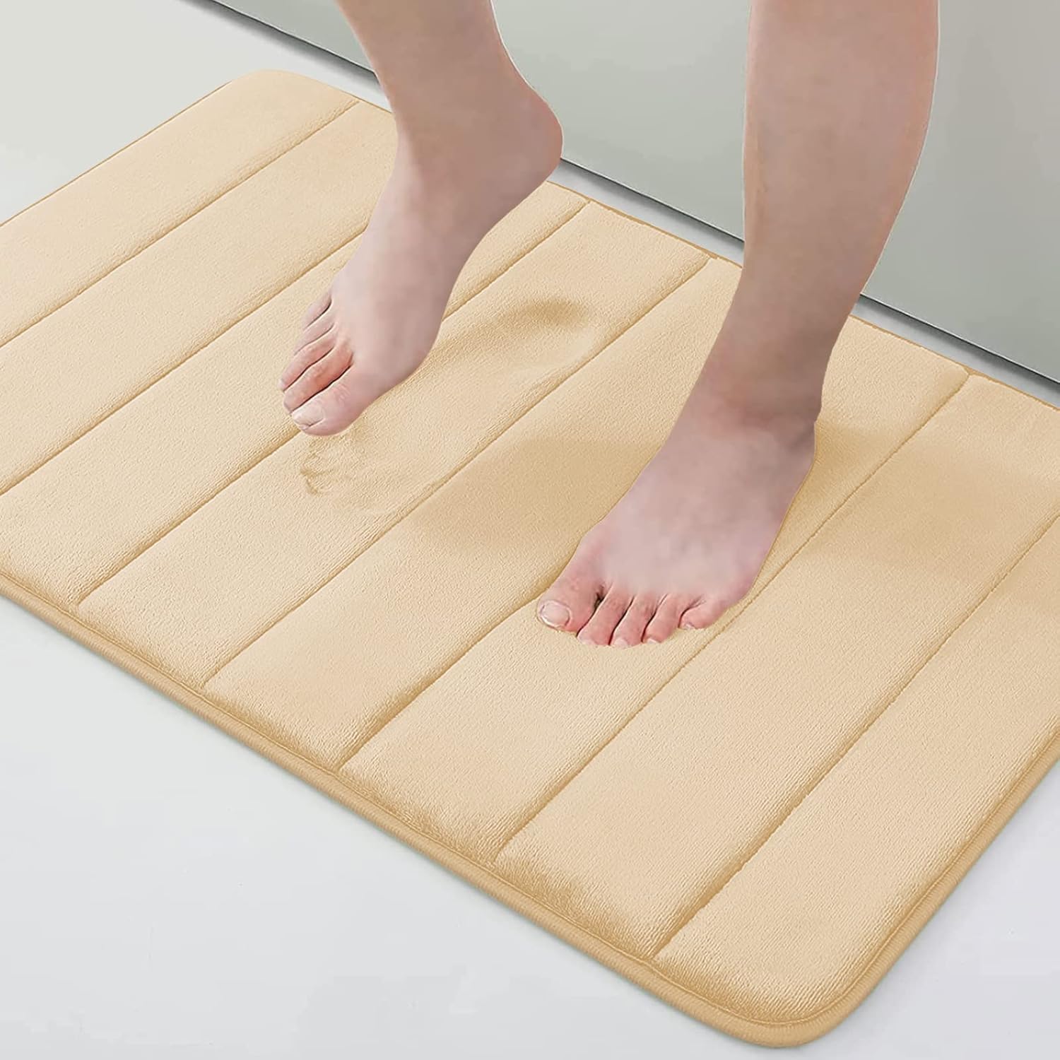 Tapetes de baño de espuma viscoelástica suaves, antideslizantes y absorbentes, con forro trasero de goma, tapete largo para suelo de cocino y baño,