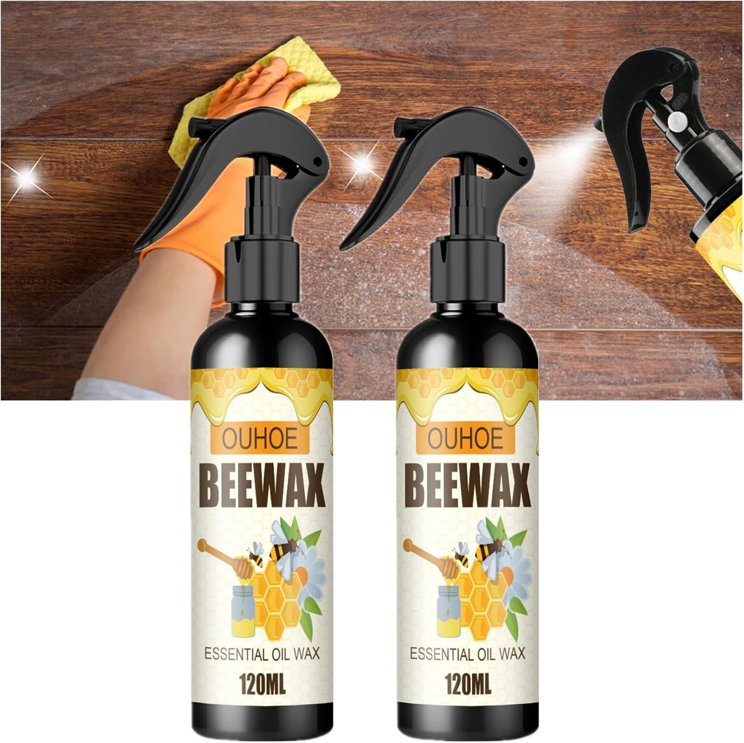 RXIRUCGD Pulidor de cera de abejas para muebles, espray de cera de abeja micromolecularizada natural, limpiador de madera y pulido para piso, mesa,