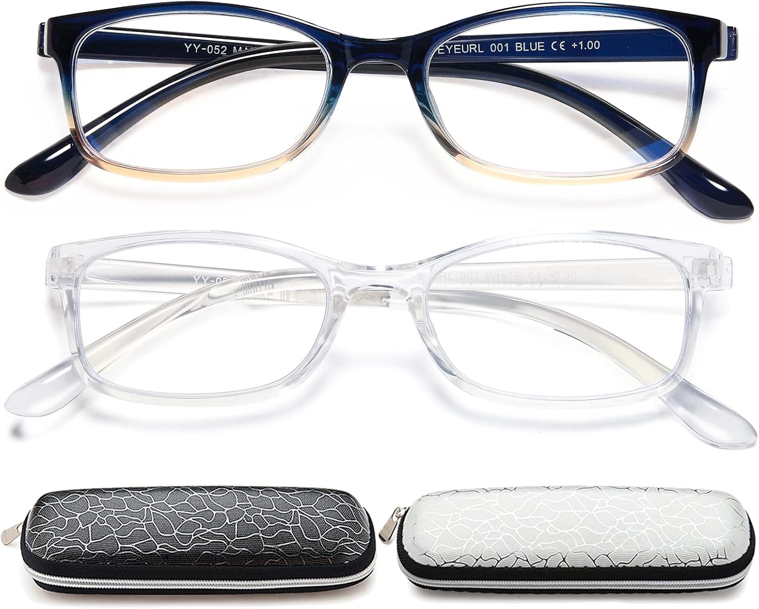 EYEURL Paquete de 2 lentes de lectura para mujeres y hombres, bloqueo de luz azul, ligeros, TR90, filtro de deslumbramiento, rayos UV, fatiga