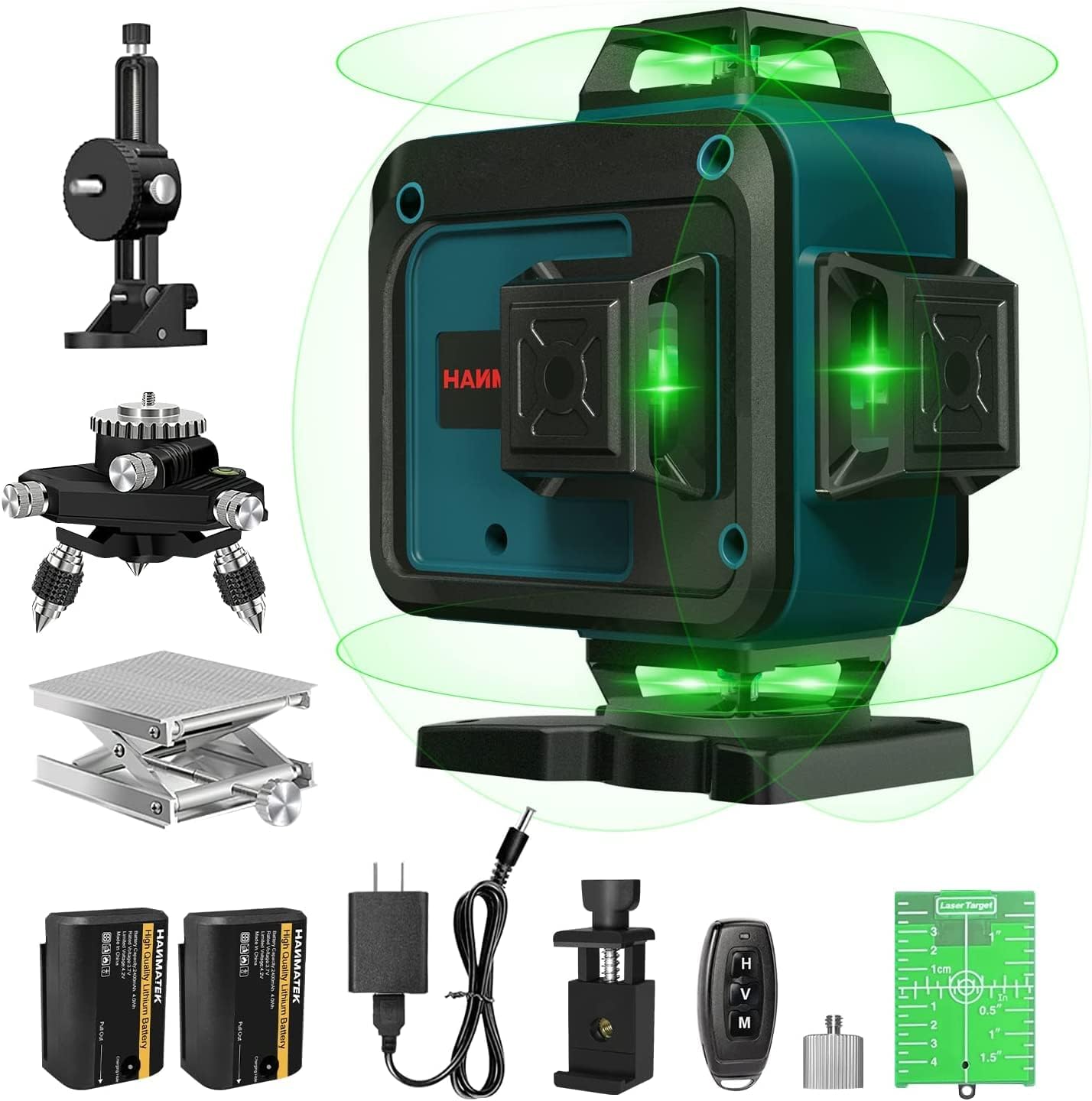 Nivel láser autonivelante de 131.2 ft, línea láser verde cruzada de 4 x 360, niveles láser de línea de modo de pulso, autonivelante horizontal y