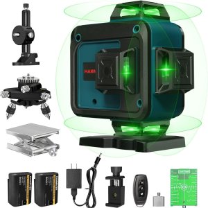Nivel láser autonivelante de 131.2 ft, línea láser verde cruzada de 4 x 360, niveles láser de línea de modo de pulso, autonivelante horizontal y Nivel láser autonivelante de 131.2 ft, línea láser verde cruzada de 4 x 360, niveles láser de línea de modo de pulso, autonivelante horizontal y