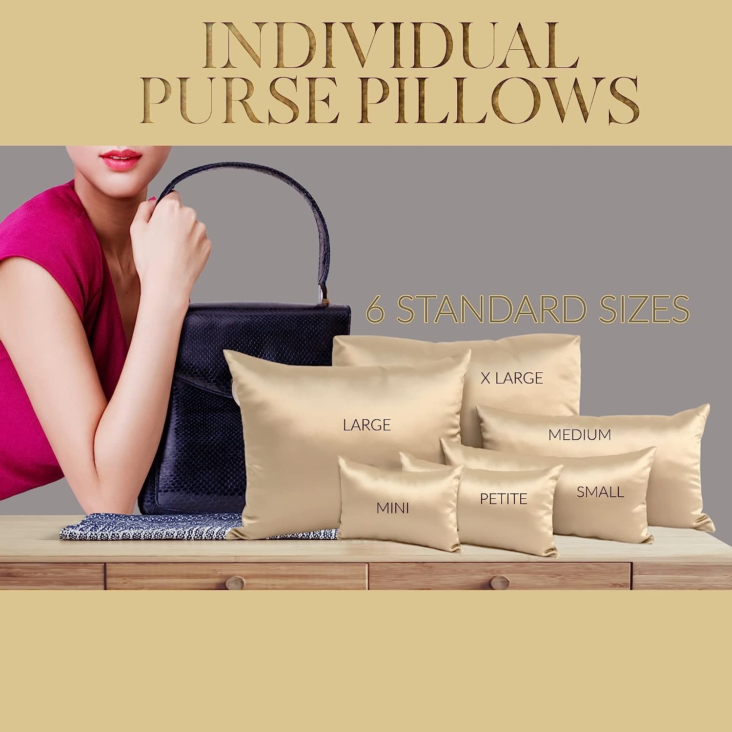 Purse Insert Pillows – Custom Cushioned Handbag Fillers by Fabrinique – Shaper Inserts to Maintain Small to Large Purses – Insert Stuffers Prevent
