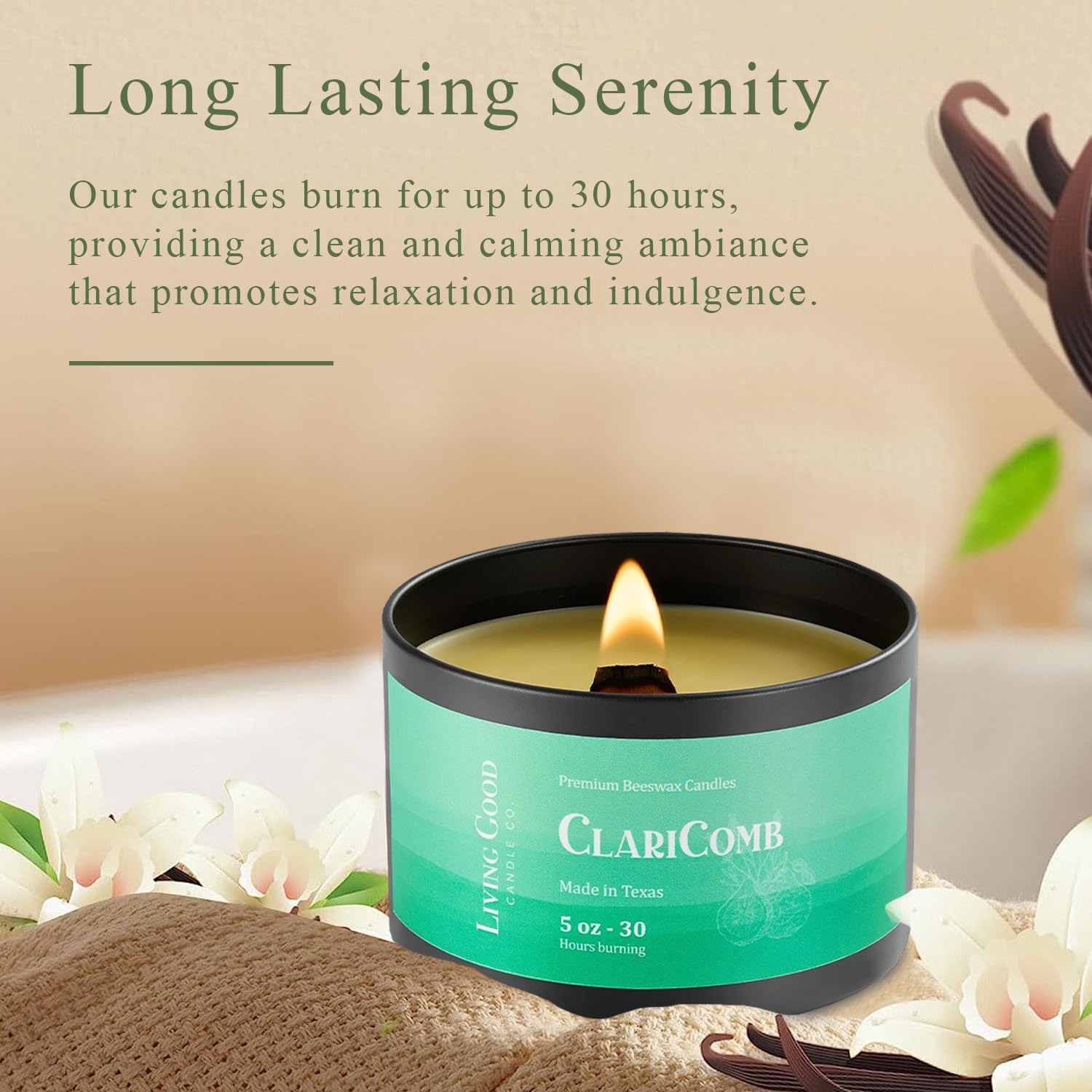 Claricomb – Vela de cera de abeja pura, 30 horas de larga combustión, diseño clásico, velas aromáticas no tóxicas para decoración del hogar y