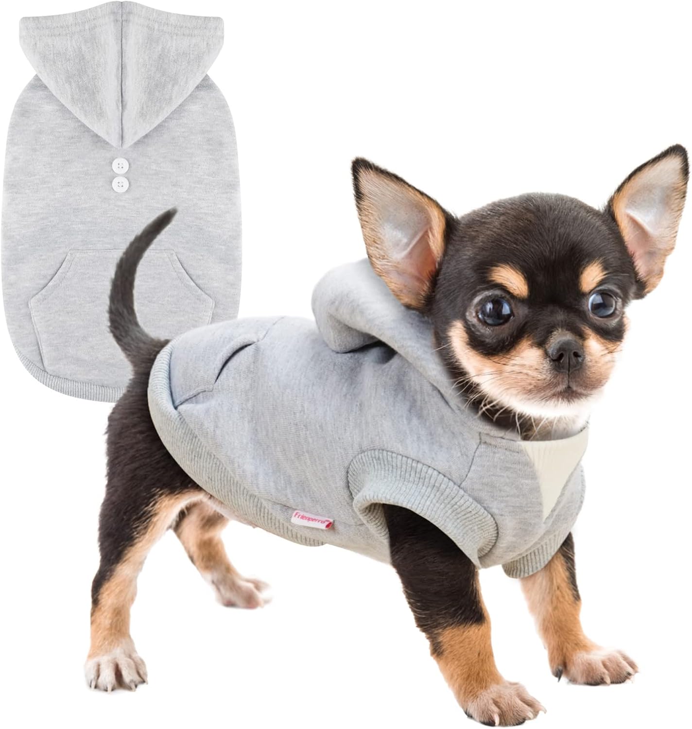 Ropa de Frienperro para perros pequeños, hembra, niño, 100% algodón, sudadera con capucha para perros pequeños, ropa de chihuahua, sudadera cálida