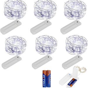 ZNYCYE Guirnalda de 50 luces LED con temporizador, 6 unidades de 8.2 pies, 8 modos, funciona con pilas, mini tira de luces LED para bricolaje, boda, ZNYCYE Guirnalda de 50 luces LED con temporizador, 6 unidades de 8.2 pies, 8 modos, funciona con pilas, mini tira de luces LED para bricolaje, boda,