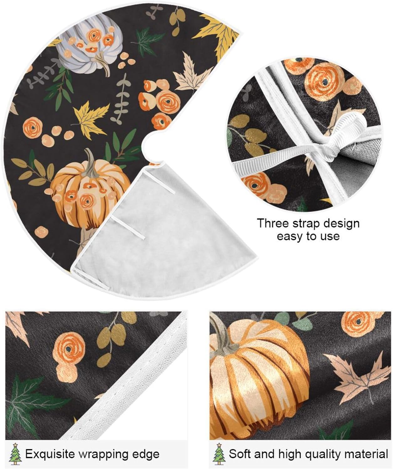 Falda de árbol de hojas de calabazas de otoño, falda de árbol suave, decoración de árbol, faldas de Navidad árboles de Navidad