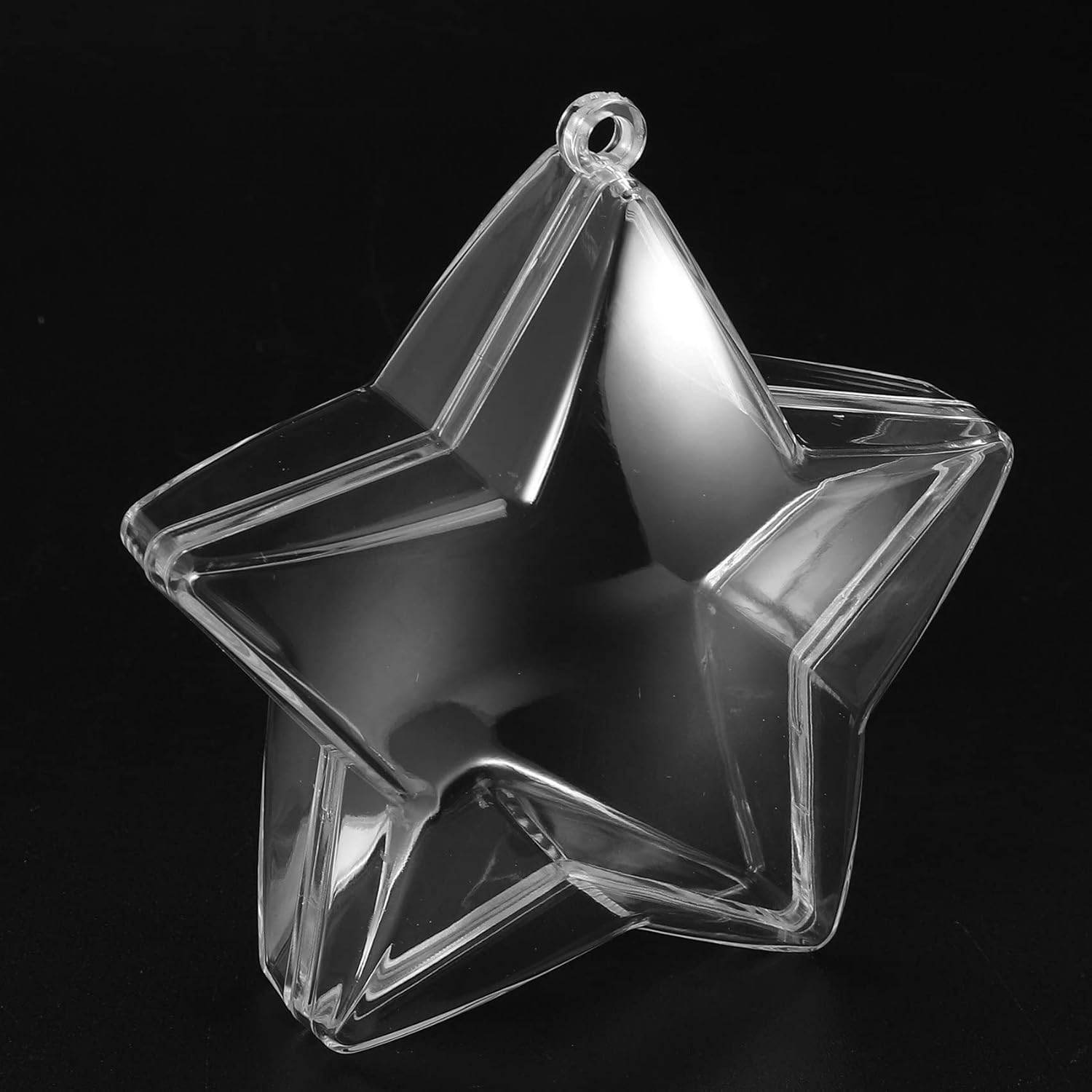 TAMOSH 10 juegos de bolas rellenables de plástico transparente de 3.150 in, adornos de árbol de Navidad, suministros de fiesta (forma de estrella)
