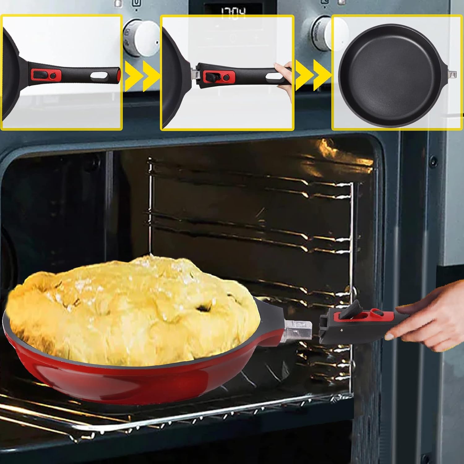 DIIG Sartén antiadherente con tapa de silicona, sartén de chef apta para horno de 11.5 pulgadas para cocinar salteados de tortillas, utensilios de