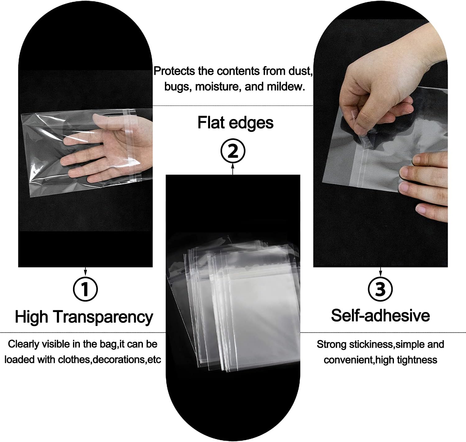 AUEAR Paquete de 100 fundas de plástico transparente de 8 x 10 pulgadas, sin ácidos, bolsas resellables de cristal de 1.6 mil para impresiones y