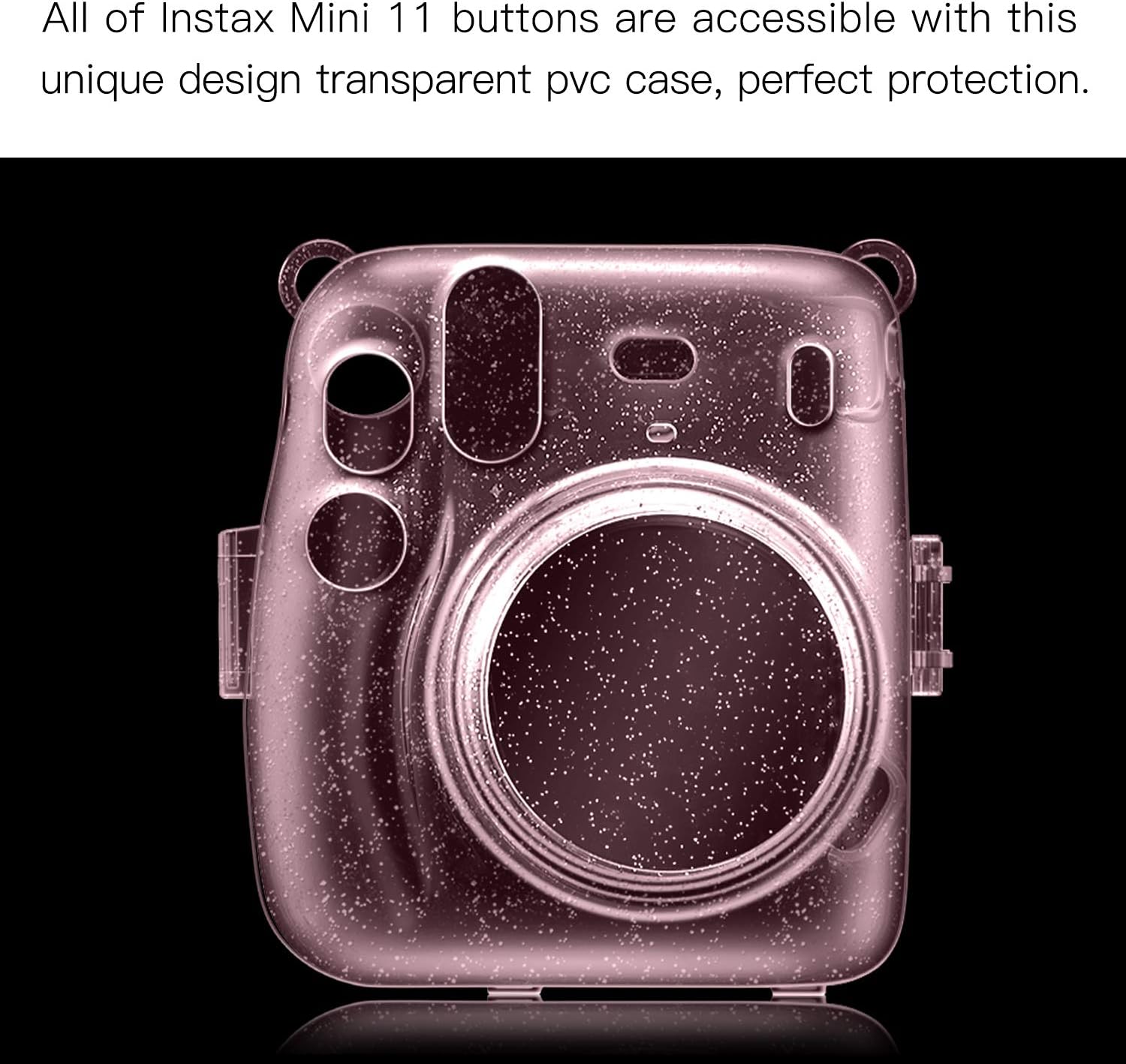 Fintie Funda protectora transparente para cámara Fujifilm Instax Mini 11 de película instantánea – Carcasa rígida de cristal con correa extraíble de