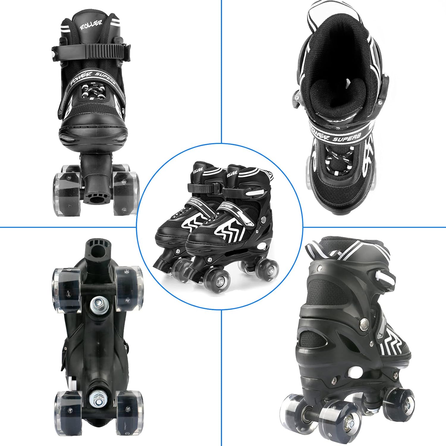 Patines de ruedas ajustables para niños, para hombres, mujeres y niñas, con 8 ruedas de iluminación, para interiores y exteriores, patines cuádruples