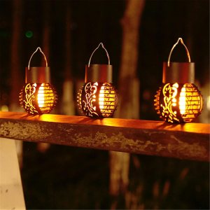 Luces solares para exteriores, lámpara de llama de simulación, luces decorativas colgantes LED redondas, paquete de 2 luces solares de jardín, luces Luces solares para exteriores, lámpara de llama de simulación, luces decorativas colgantes LED redondas, paquete de 2 luces solares de jardín, luces