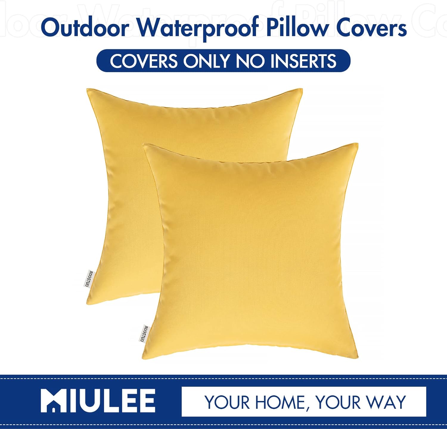 Miulee – Paquete de 2 fundas decorativas para cojines, para usar en exteriores, impermeables, cuadradas, para jardín, patio, tienda de campaña,