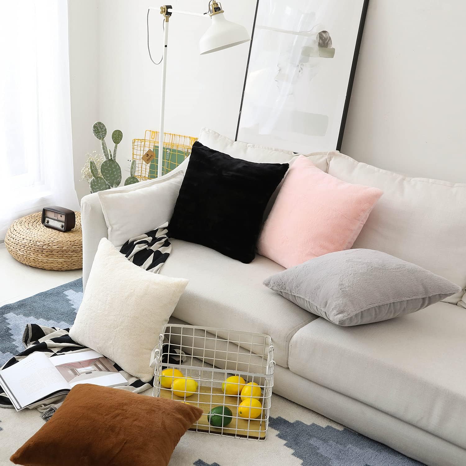 Home Brilliant Sheepskin Throw Fundas de almohada