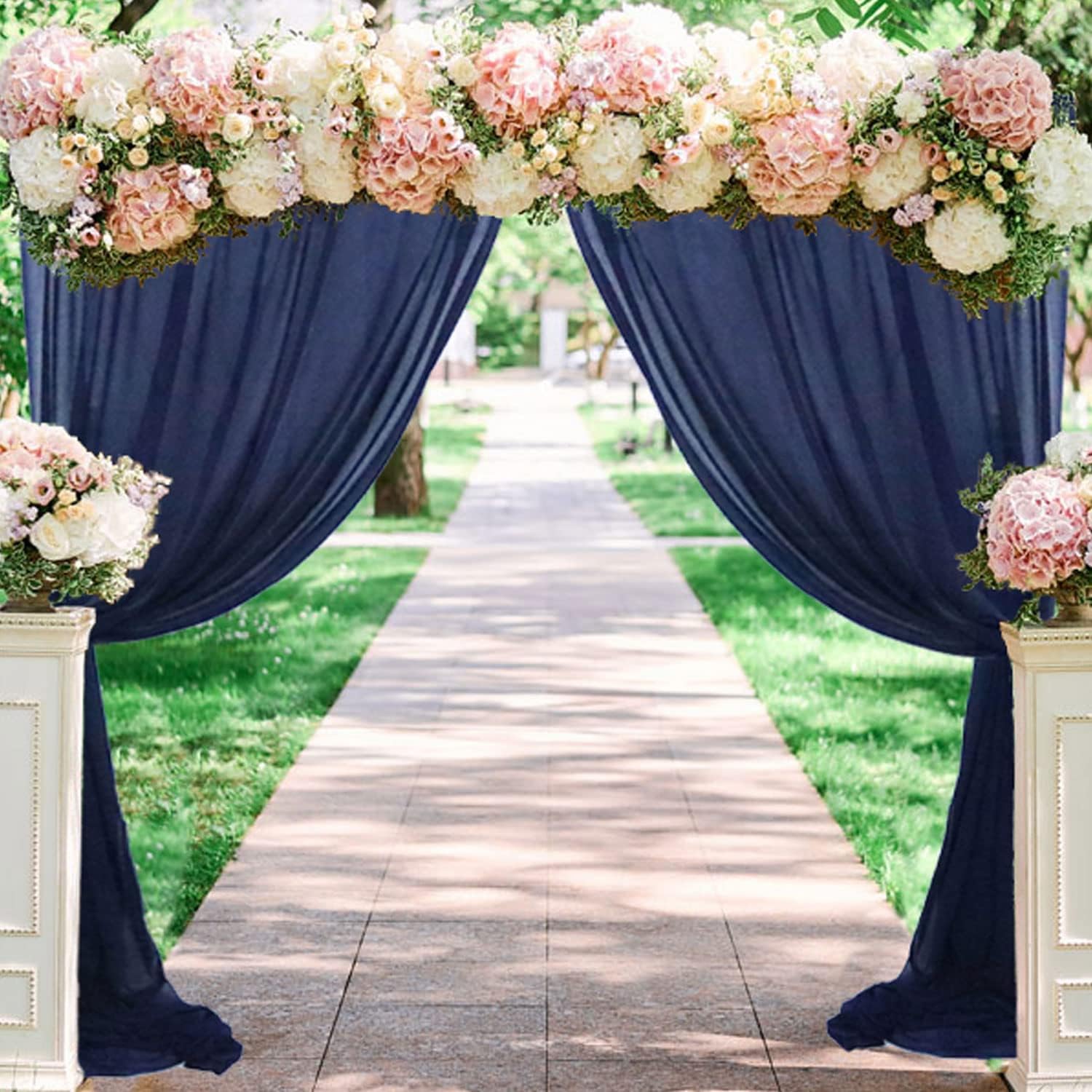 1 panel de tela de gasa de 29 x 20 pies, color azul marino, cortinas transparentes para telón de fondo, para arco de boda, arcos de boda para