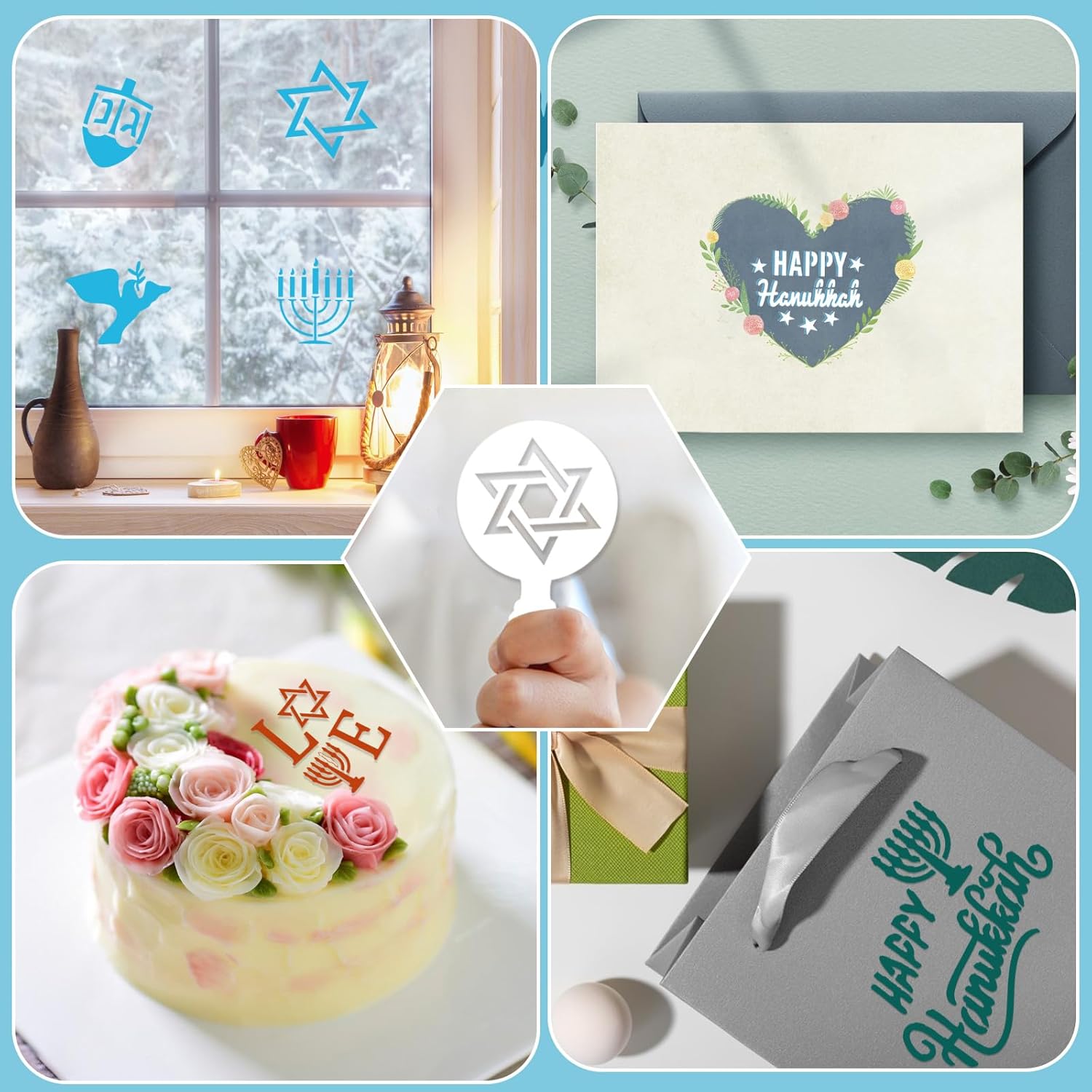 JULBEAR 36 plantillas reutilizables para galletas de Hanukkah, menorá Dreidel para galletas, café, bricolaje, Hanukkah, vacaciones, hornear,