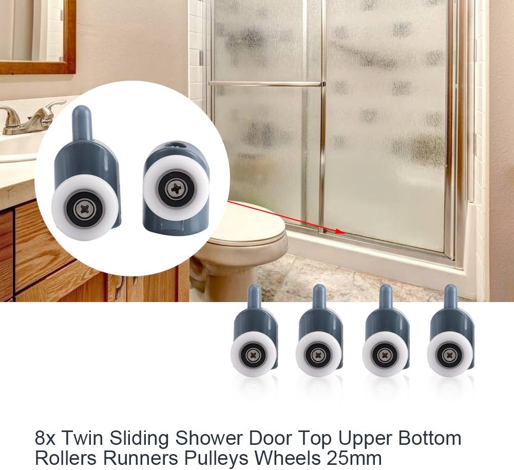 TOPINCN – Rodillos para puerta de ducha, doble inferior, poleas superiores, corredores, kit de repuesto para baño, 8 unidades (rueda individual)