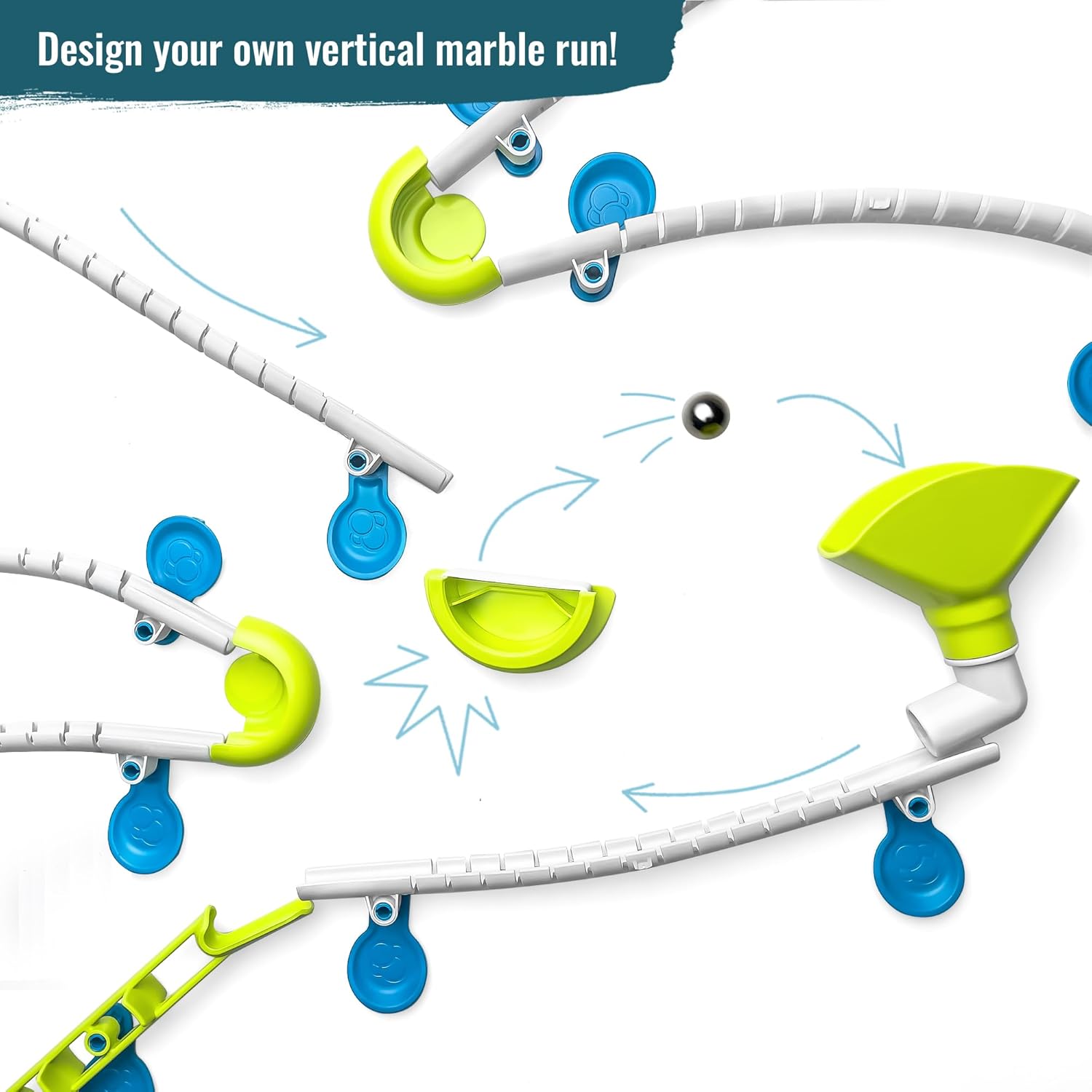 Gecko Run Marble Run – Paquete de expansión para cama elástica de Thames & Kosmos  Truco extra para juego de iniciación vertical de canicas