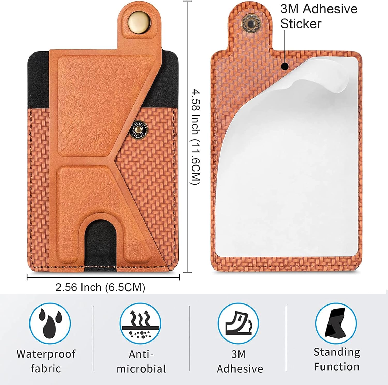 Miimall Tarjetero compatible con iPhone Case, Samsung Galaxy, cartera de piel sintética con soporte magnético ajustable, funda adhesiva 3M para la