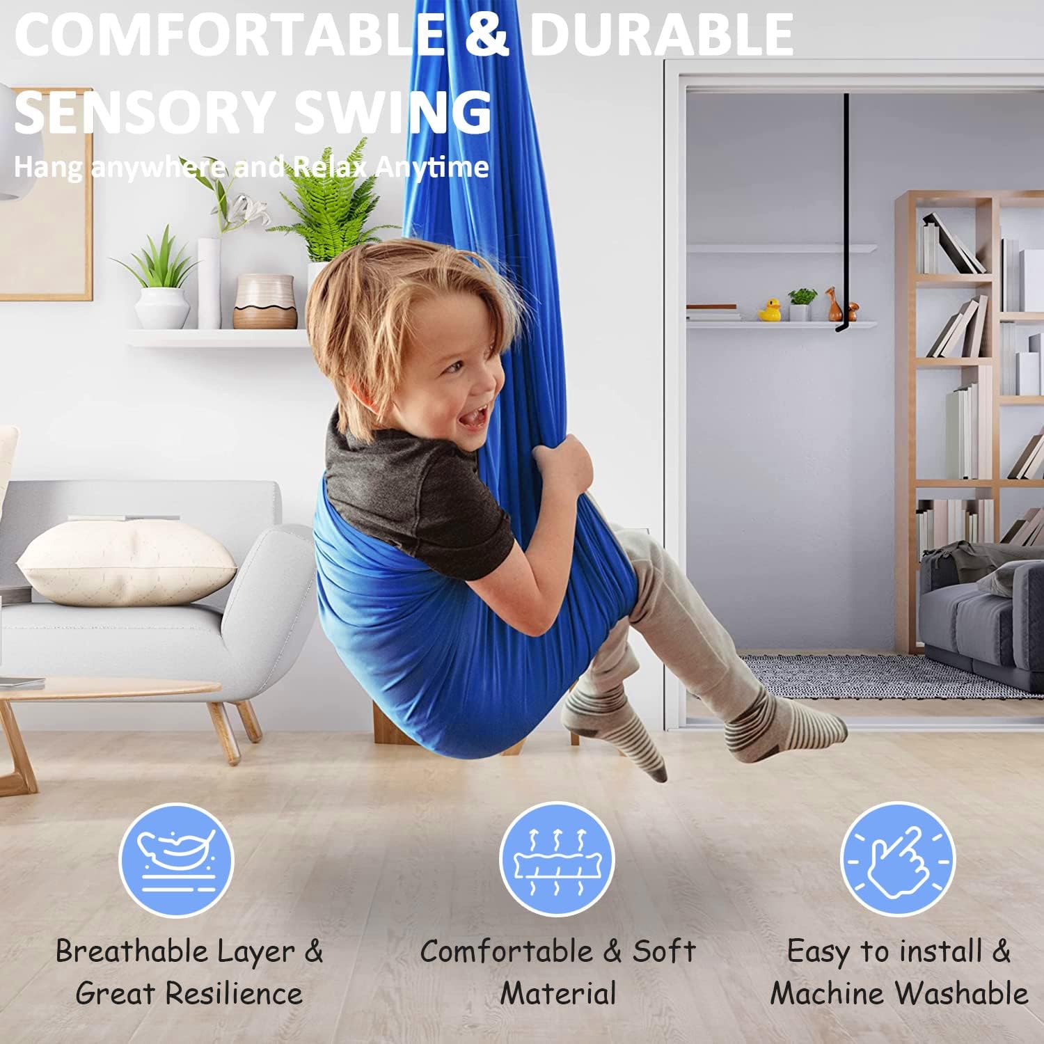 Columpio sensorial para niños en interiores accesorios incluidos Columpio de terapia para interiores y exteriores, hamaca para niños con necesidades