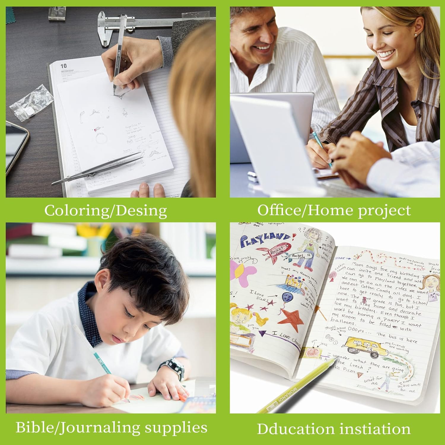 HysmmxHer Bolígrafos para colorear de diario de 0.020 in, juego de 9 bolígrafos de colores arcoíris surtidos para adultos, caligrafía para colorear,
