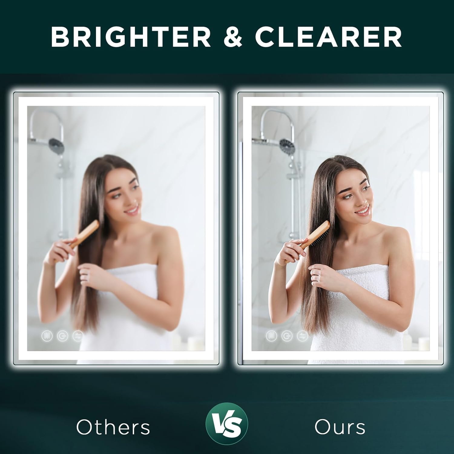 Espejo de baño LED para pared, espejo inteligente de 28 x 36 pulgadas con luces, espejos de pared delanteros y retroiluminados, certificación UL,