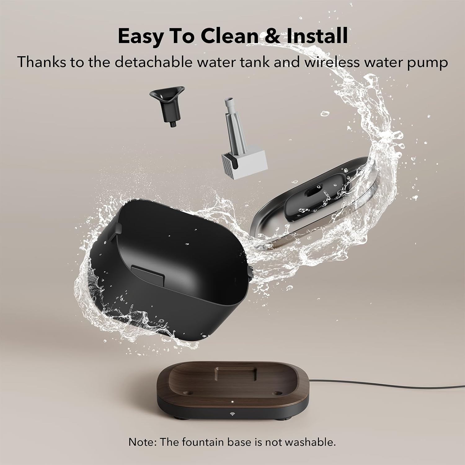 Fuente de agua para gatos con bomba inalámbrica, fuente de agua para mascotas Dockstream de 2.5L84 onzas para gatos en el interior, dispensador