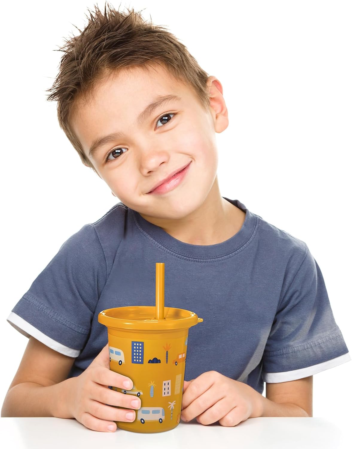 Nuanchu 12 vasos para niños con pajitas y tapas para niños pequeños, vasos reutilizables de plástico de 10 onzas para niñas, escuela, fiesta de